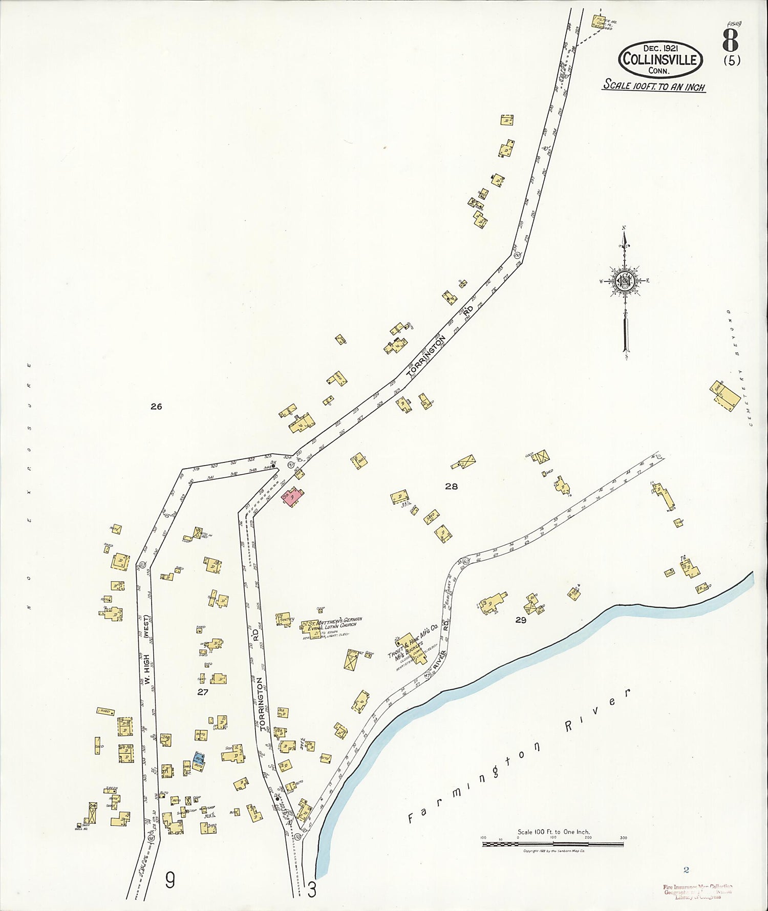 This old map of Collinsville, Hartford County, Connecticut was created by Sanborn Map Company in 1921