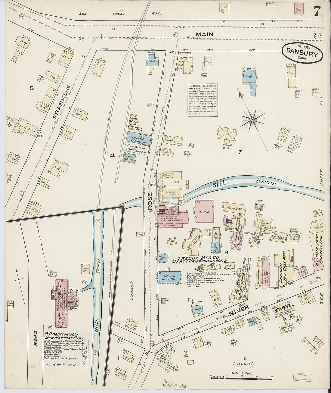 This old map of Danbury, Fairfield County, Connecticut was created by Sanborn Map Company in 1884
