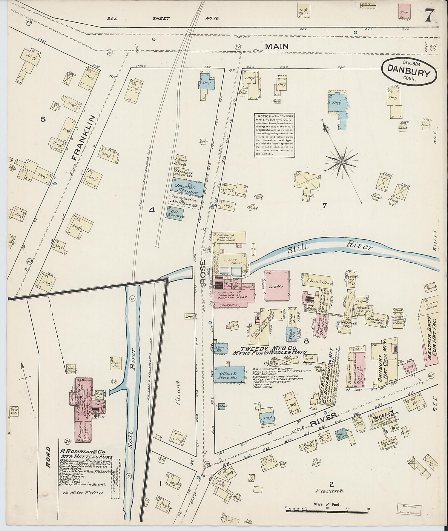 This old map of Danbury, Fairfield County, Connecticut was created by Sanborn Map Company in 1884
