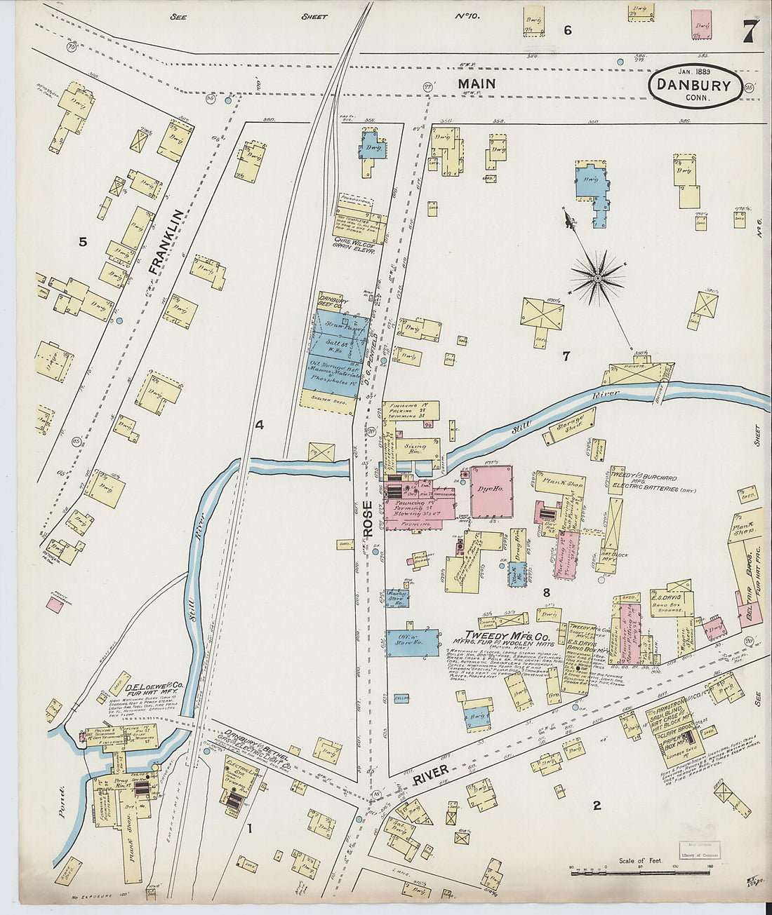 This old map of Danbury, Fairfield County, Connecticut was created by Sanborn Map Company in 1889
