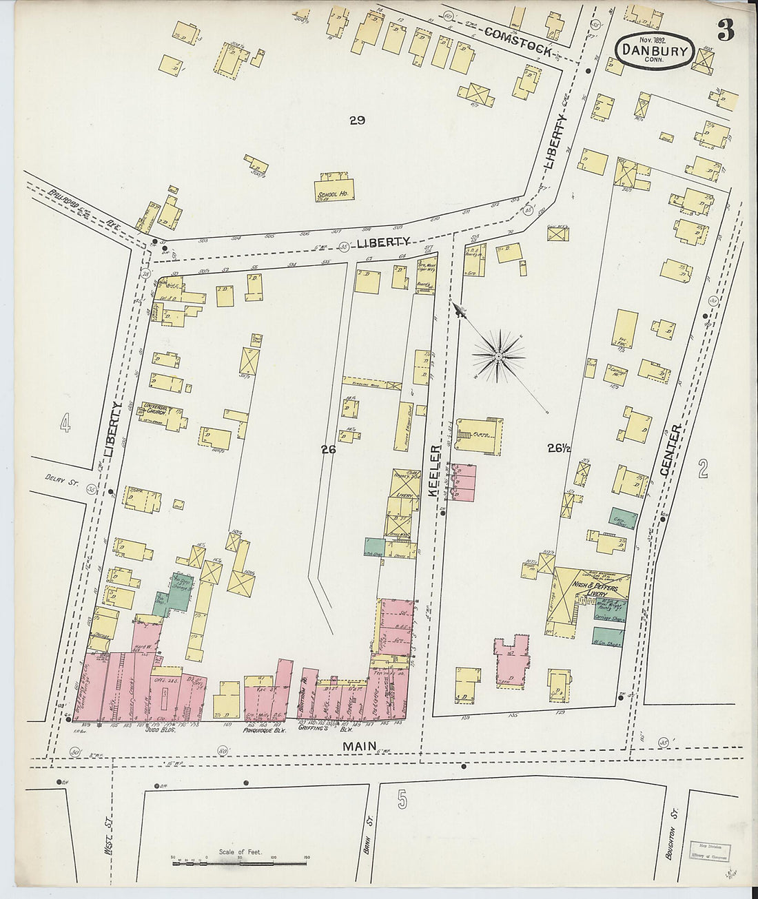 This old map of Danbury, Fairfield County, Connecticut was created by Sanborn Map Company in 1892