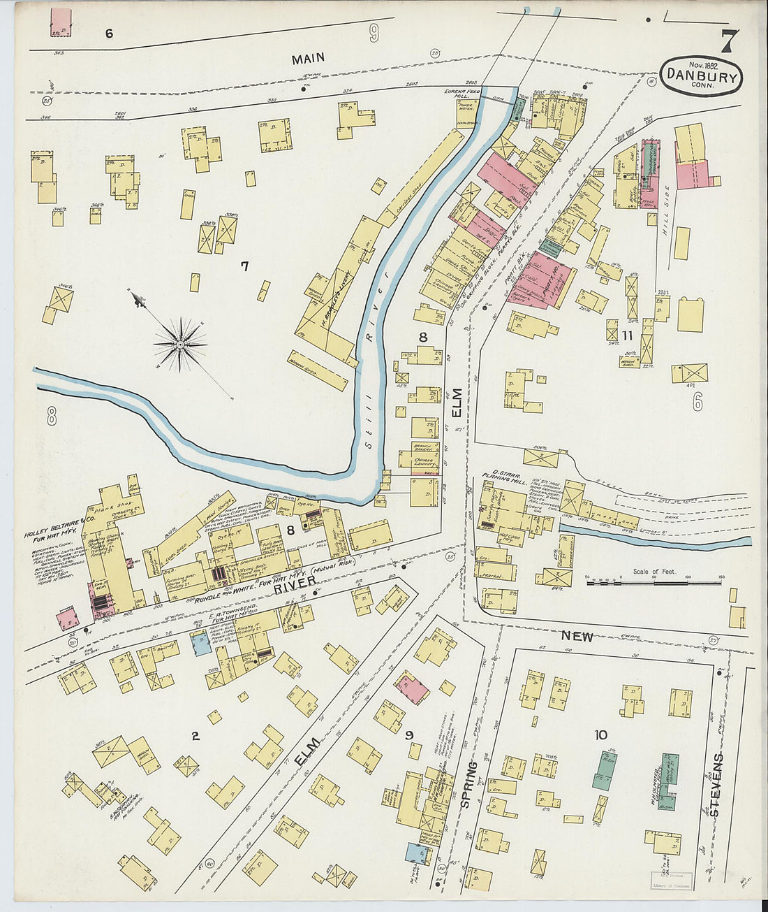 This old map of Danbury, Fairfield County, Connecticut was created by Sanborn Map Company in 1892