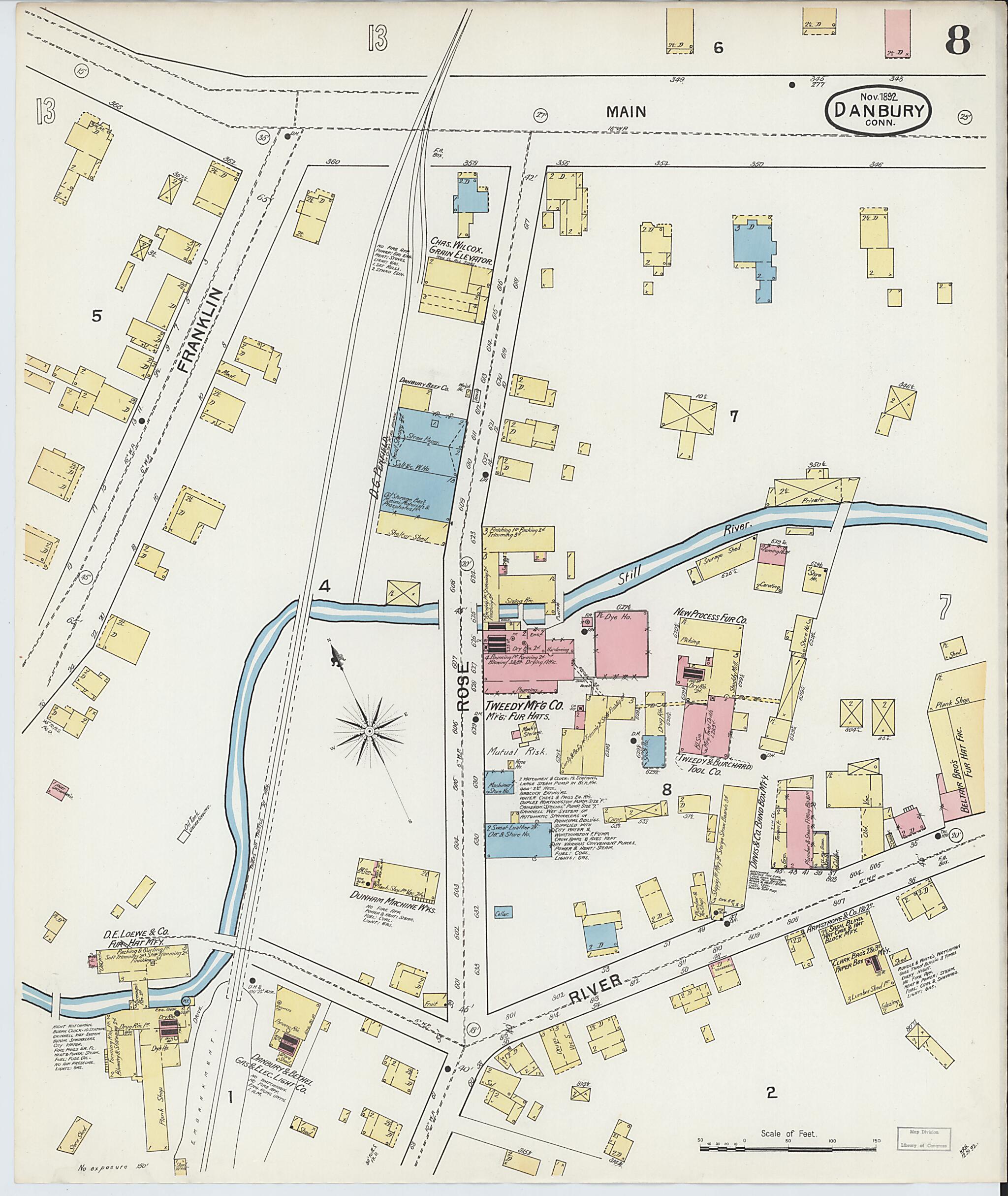 This old map of Danbury, Fairfield County, Connecticut was created by Sanborn Map Company in 1892
