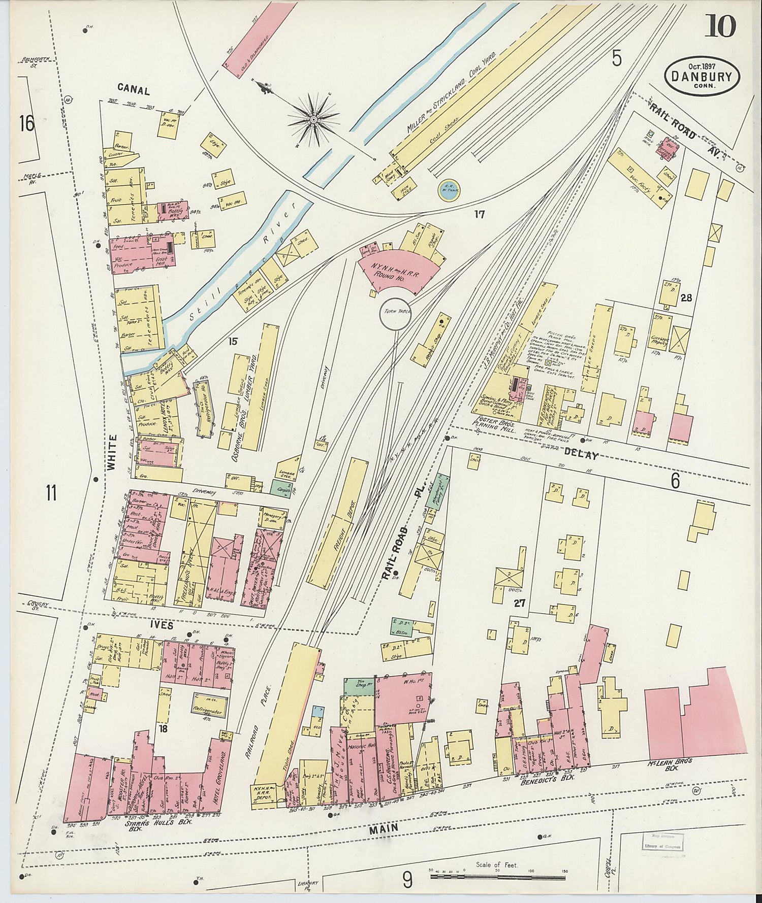 This old map of Danbury, Fairfield County, Connecticut was created by Sanborn Map Company in 1897