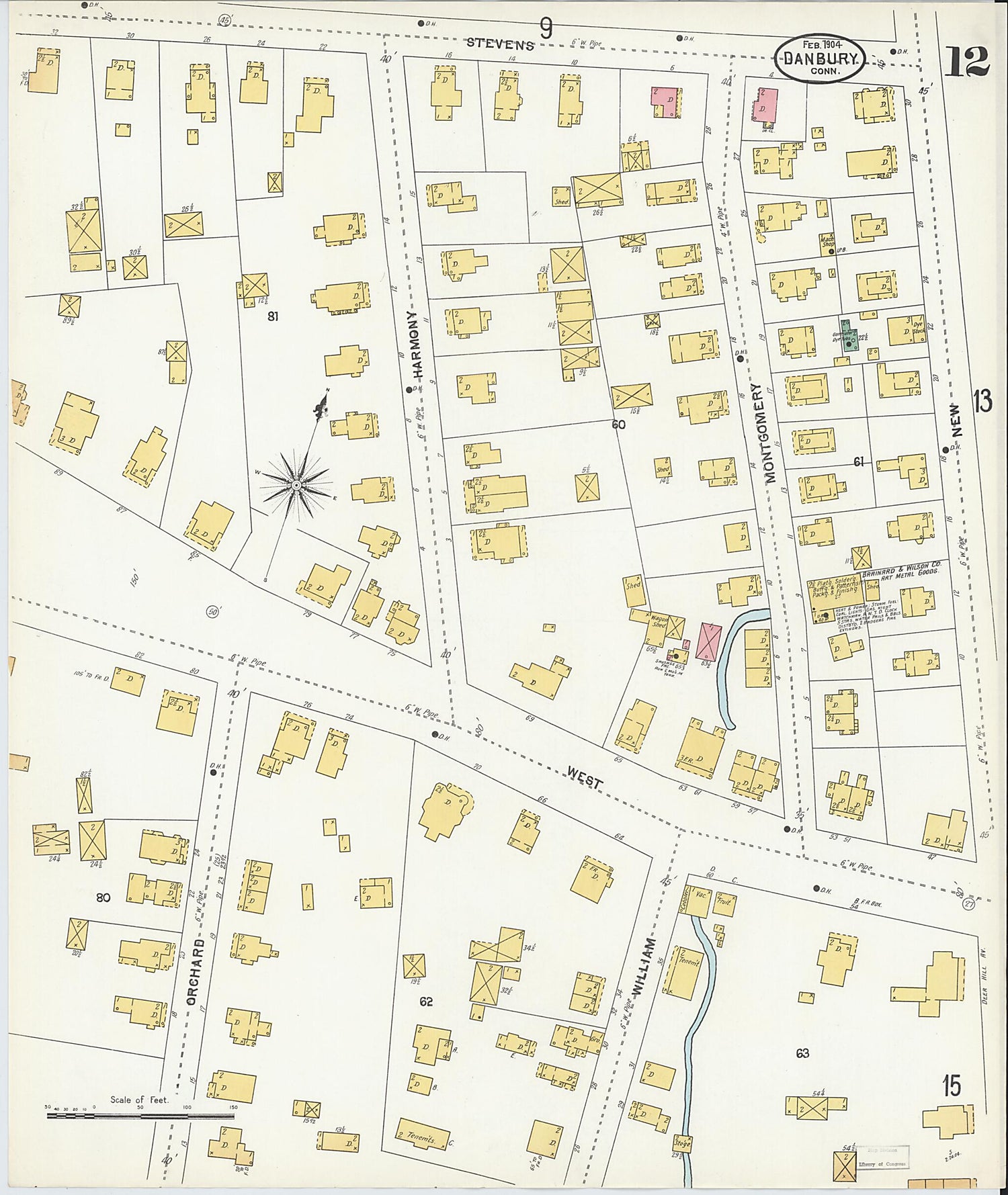 This old map of Danbury, Fairfield County, Connecticut was created by Sanborn Map Company in 1904