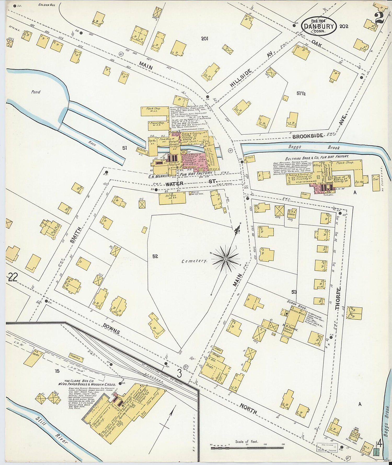This old map of Danbury, Fairfield County, Connecticut was created by Sanborn Map Company in 1904