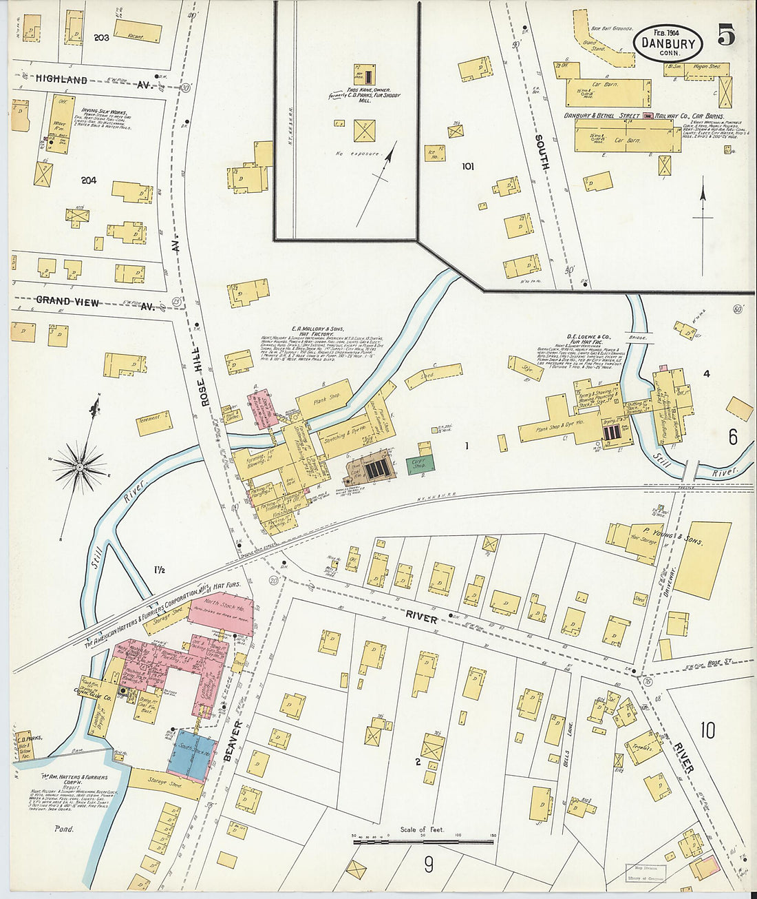 This old map of Danbury, Fairfield County, Connecticut was created by Sanborn Map Company in 1904