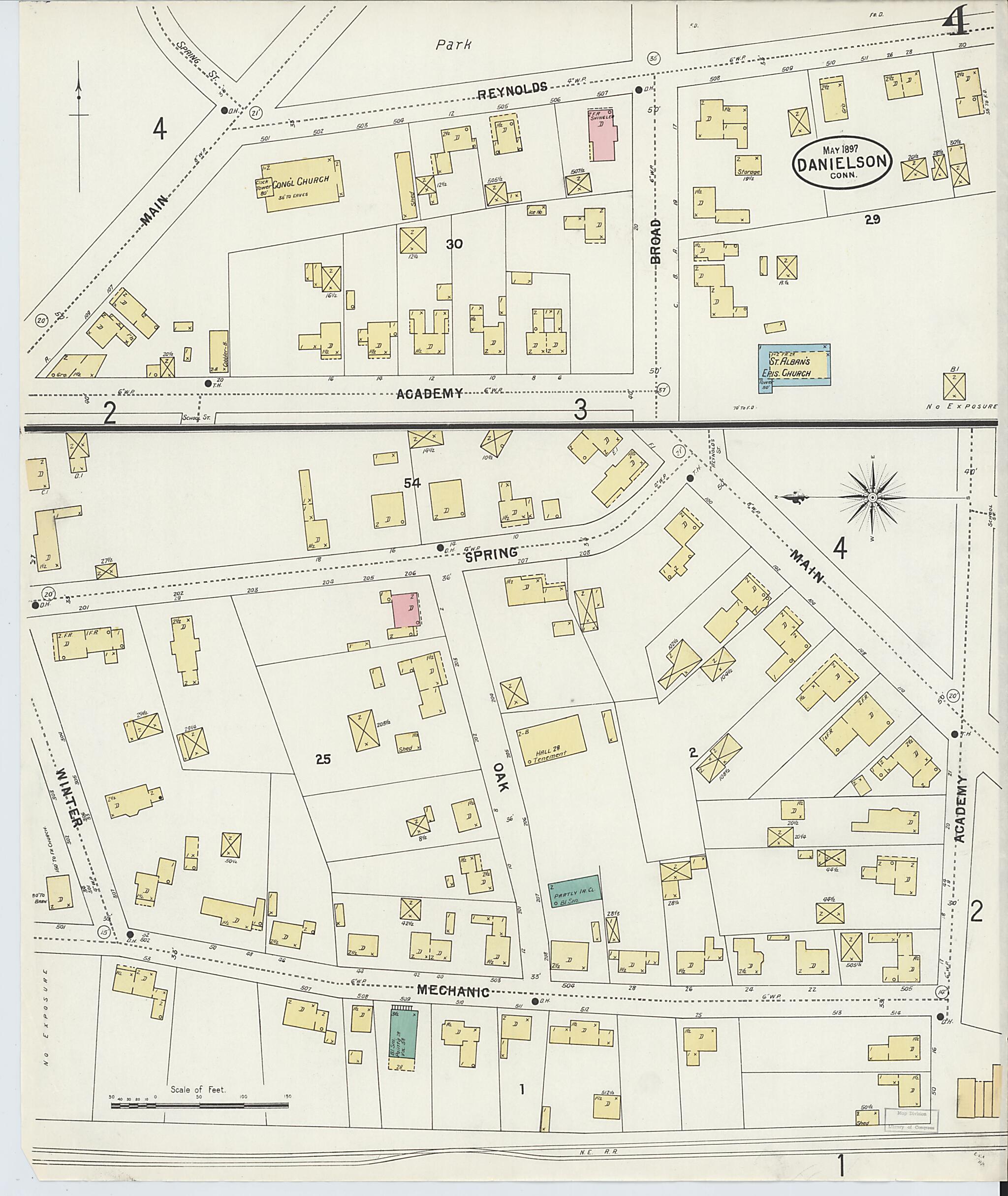This old map of Danielson, Windham County, Connecticut was created by Sanborn Map Company in 1897