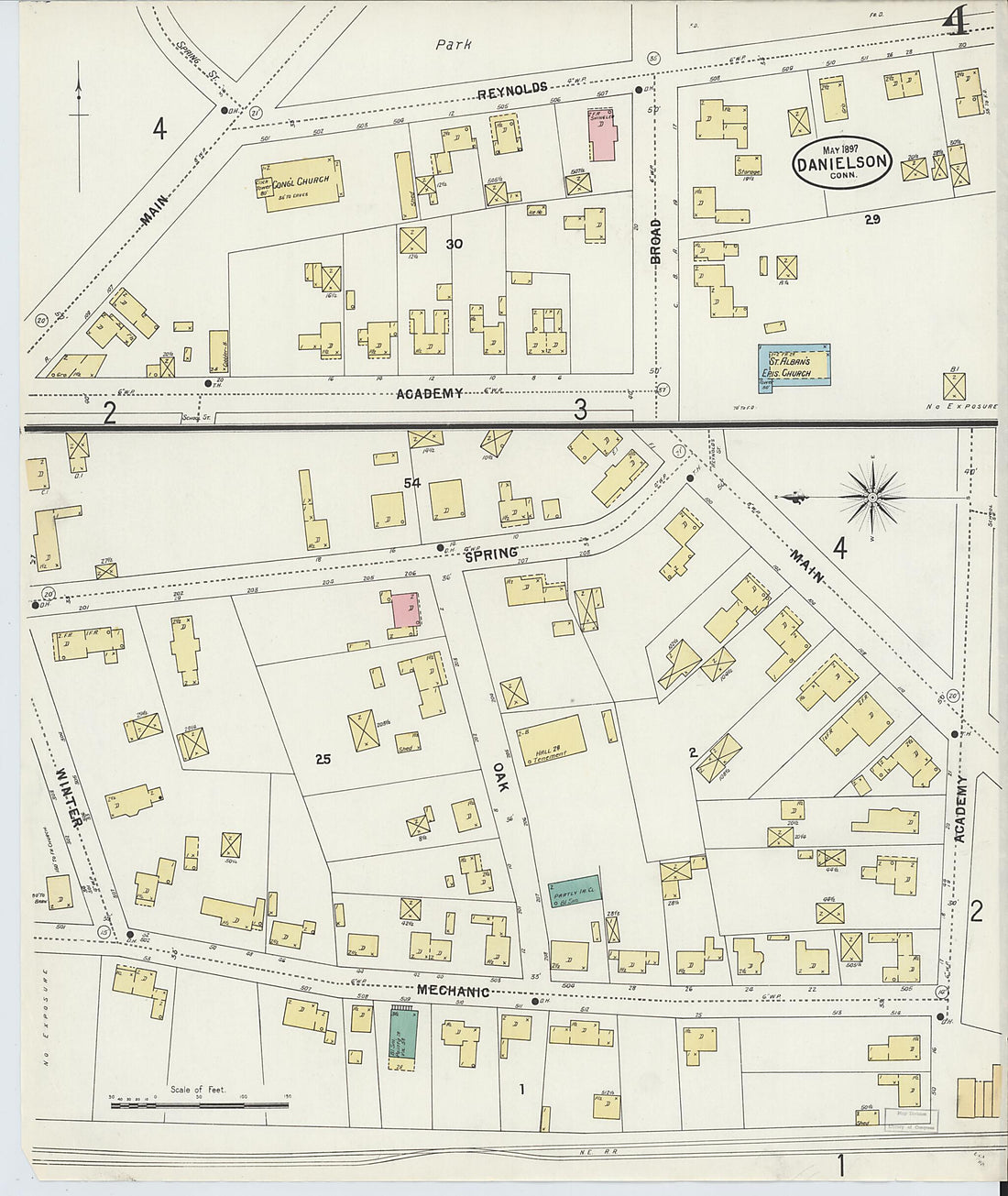 This old map of Danielson, Windham County, Connecticut was created by Sanborn Map Company in 1897