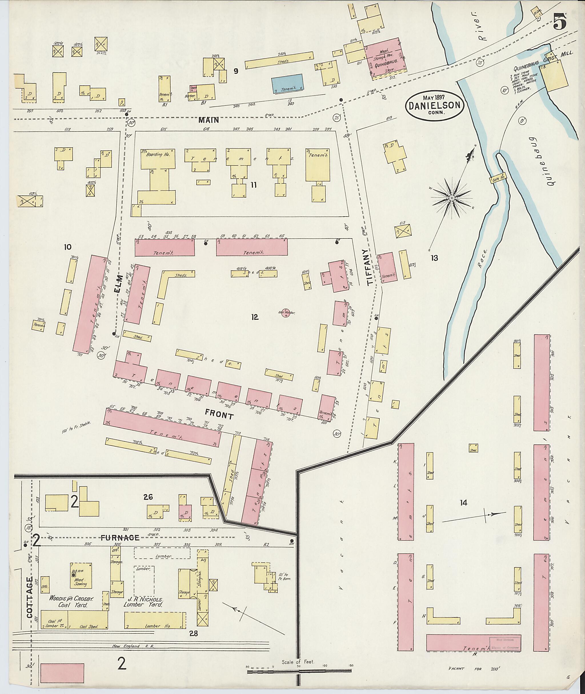 This old map of Danielson, Windham County, Connecticut was created by Sanborn Map Company in 1897