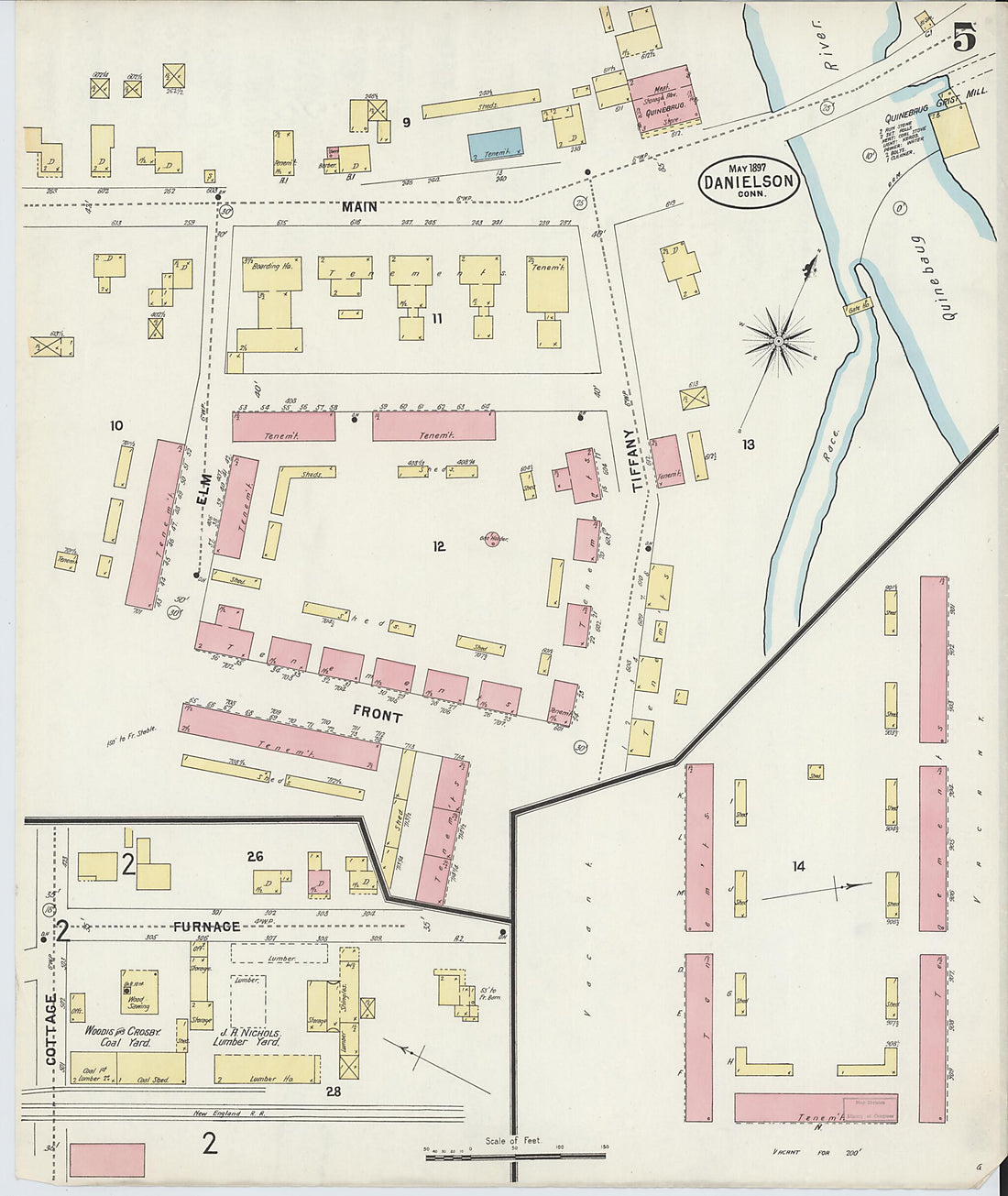This old map of Danielson, Windham County, Connecticut was created by Sanborn Map Company in 1897