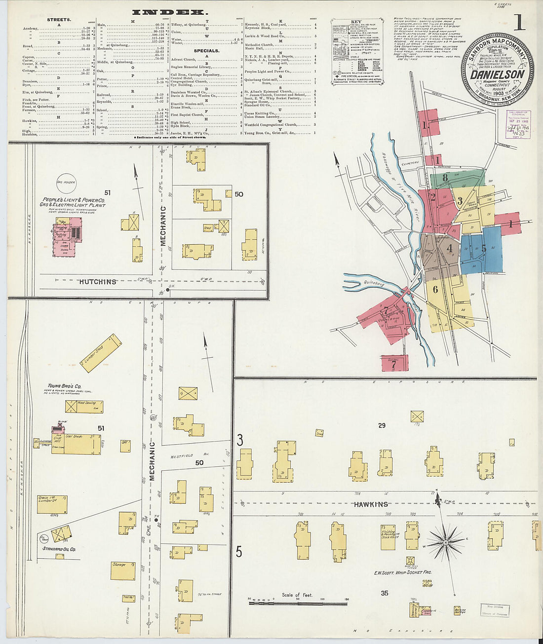 This old map of Danielson, Windham County, Connecticut was created by Sanborn Map Company in 1903