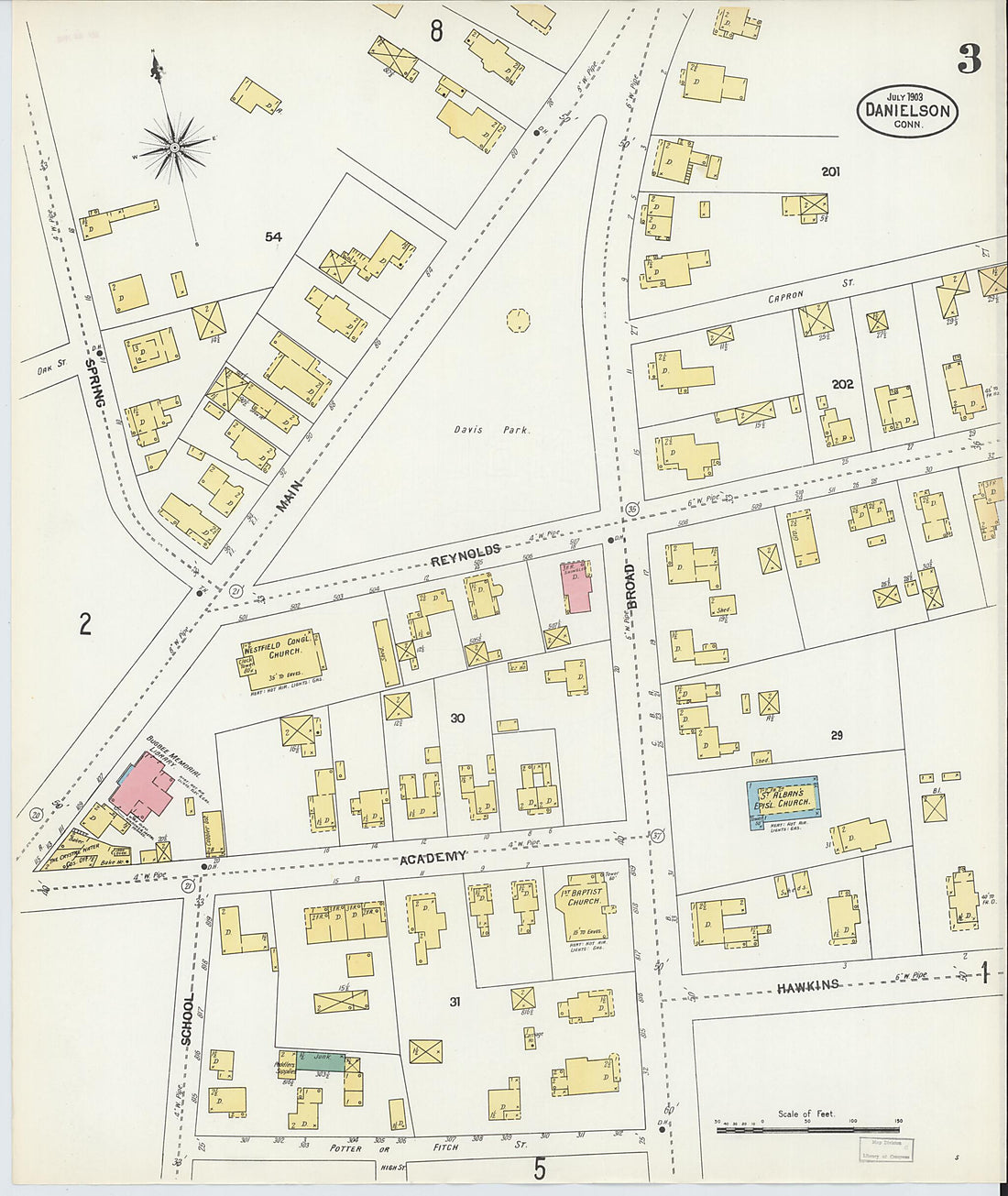This old map of Danielson, Windham County, Connecticut was created by Sanborn Map Company in 1903