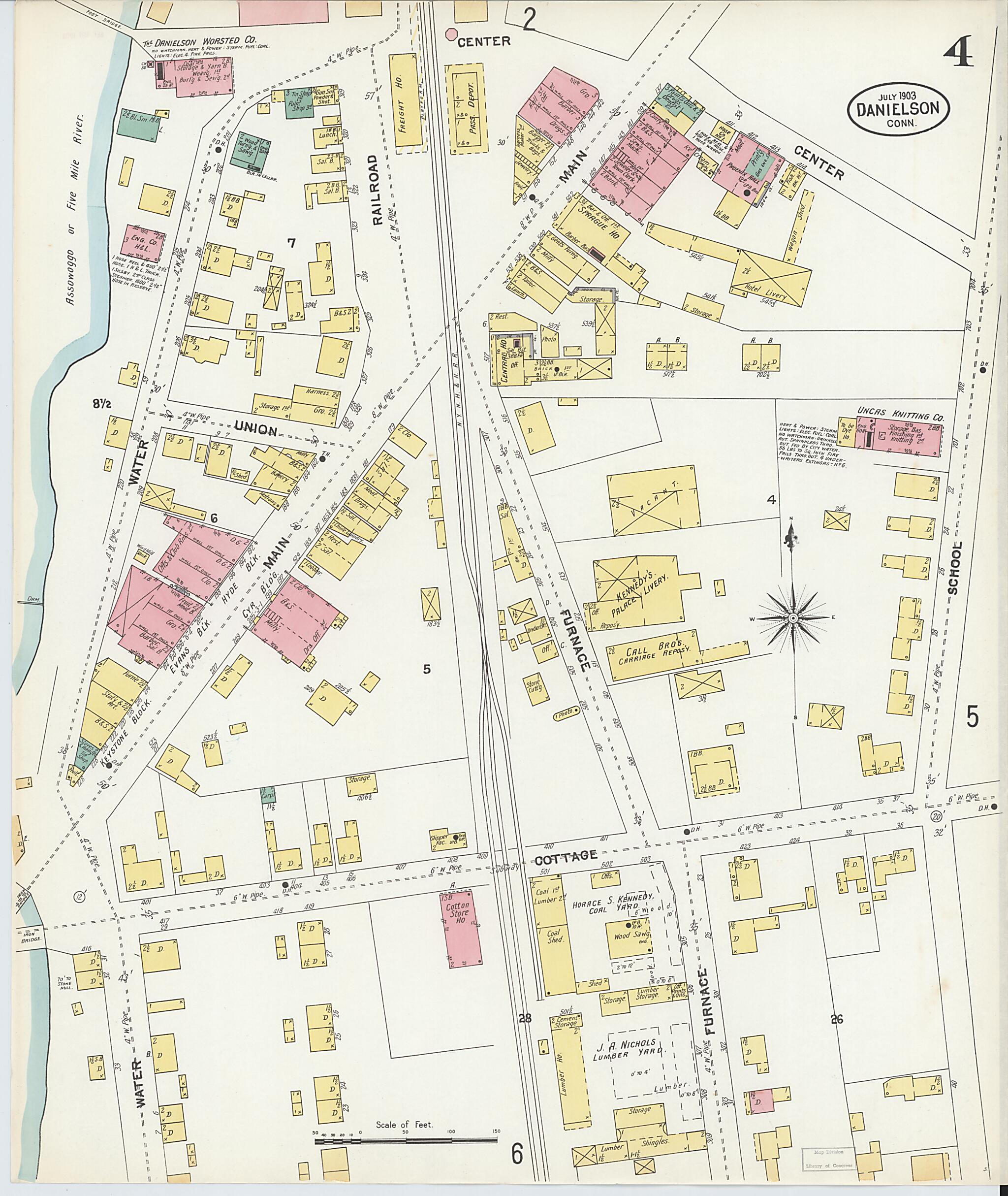 This old map of Danielson, Windham County, Connecticut was created by Sanborn Map Company in 1903