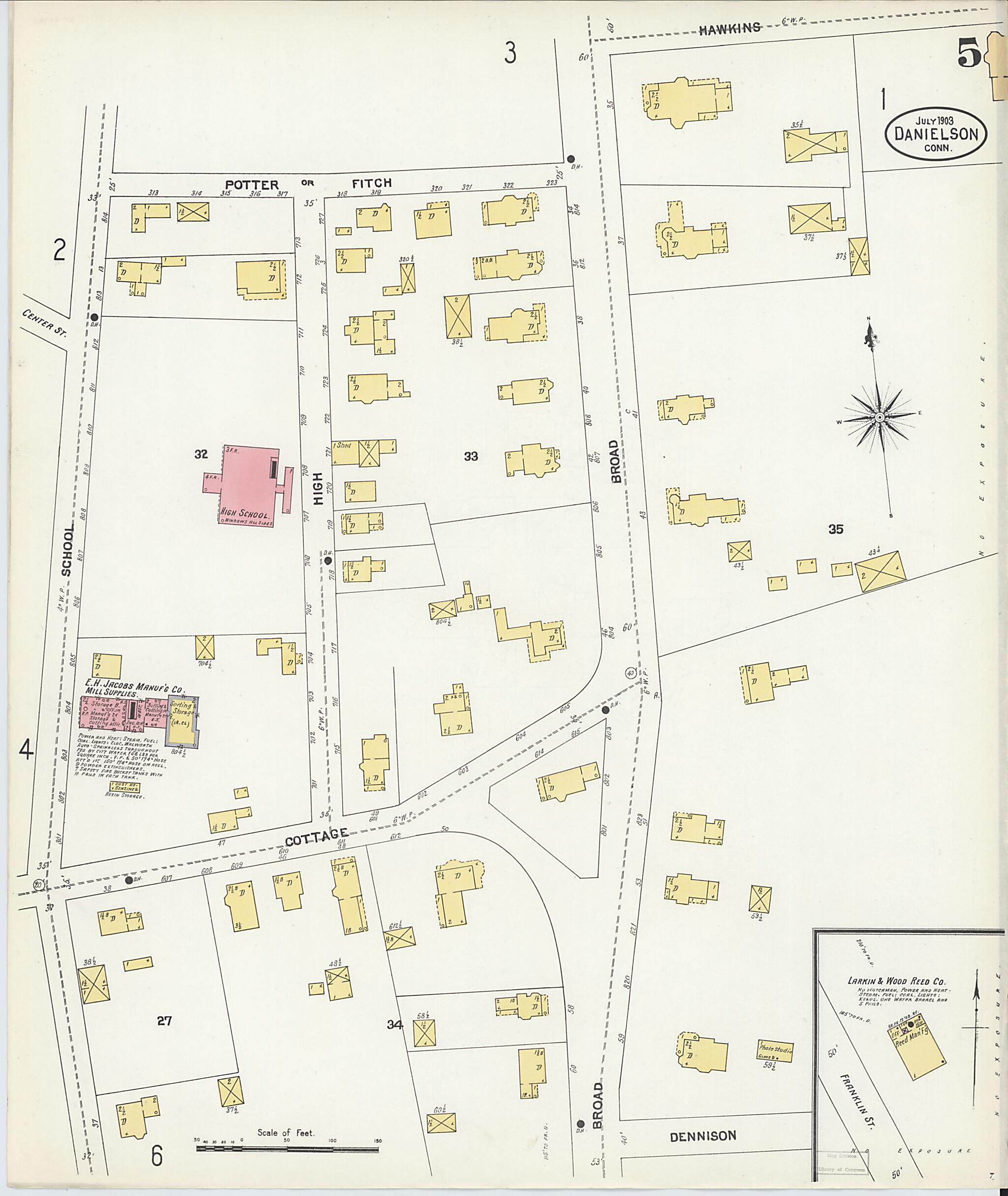 This old map of Danielson, Windham County, Connecticut was created by Sanborn Map Company in 1903