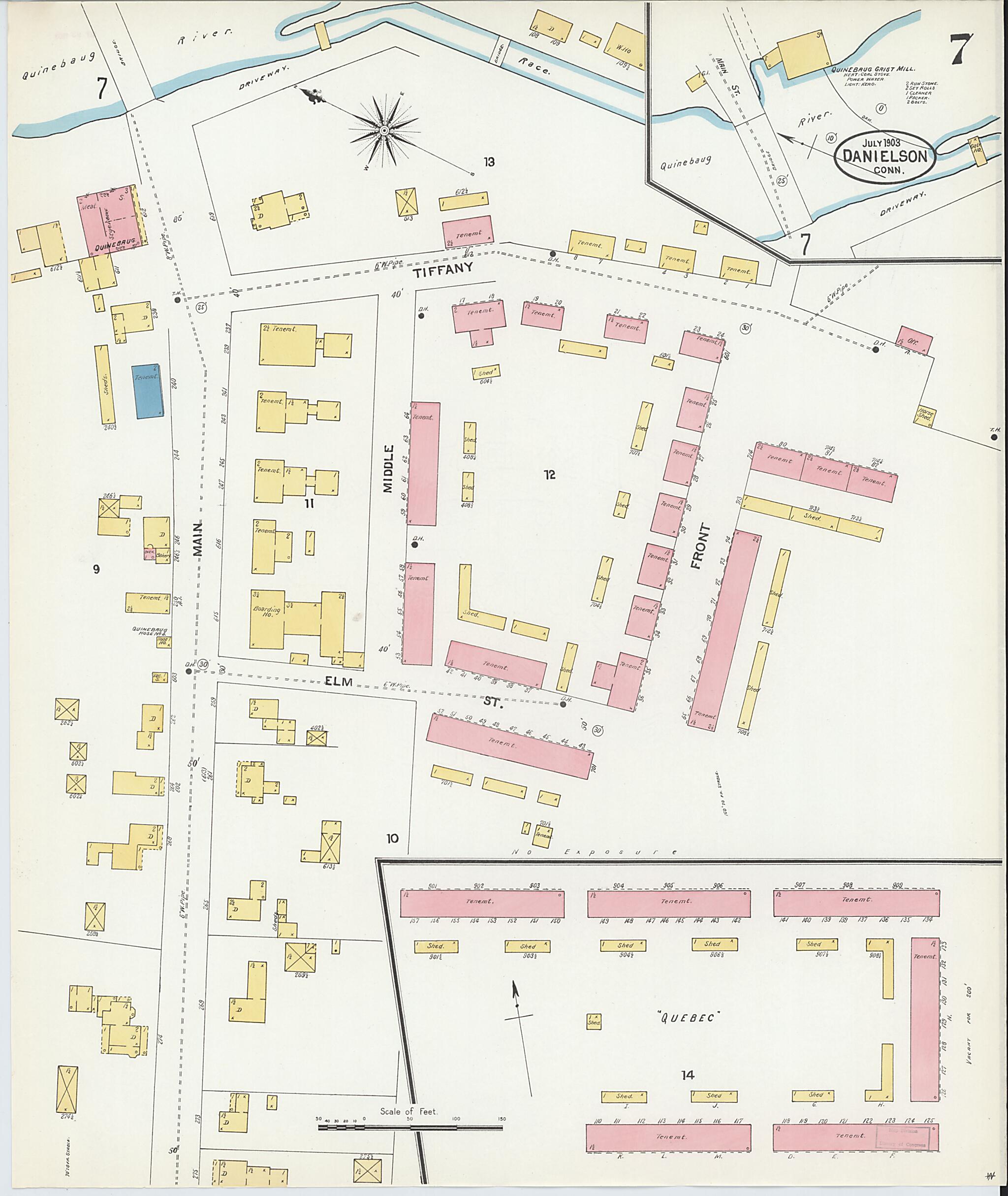 This old map of Danielson, Windham County, Connecticut was created by Sanborn Map Company in 1903