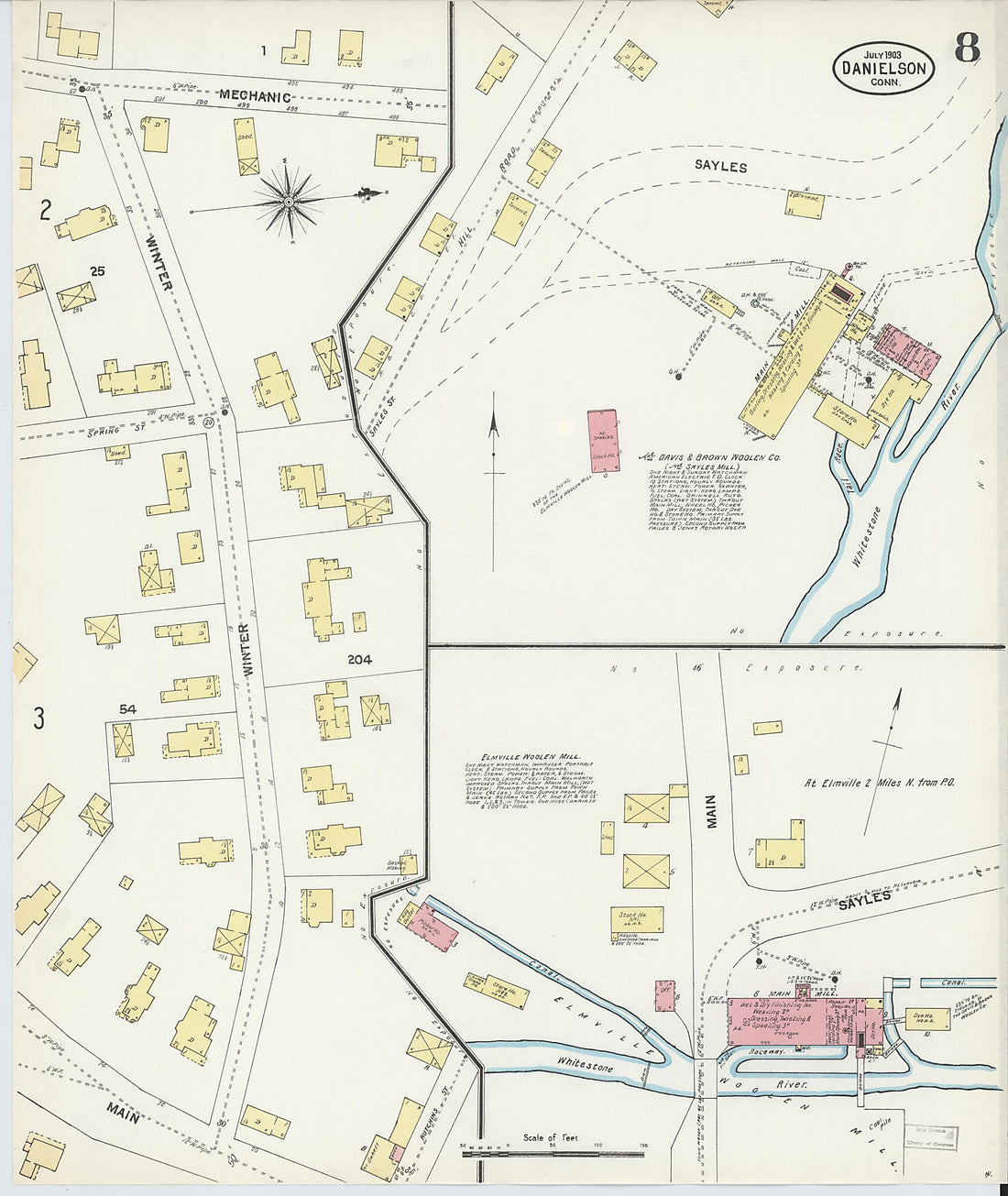This old map of Danielson, Windham County, Connecticut was created by Sanborn Map Company in 1903