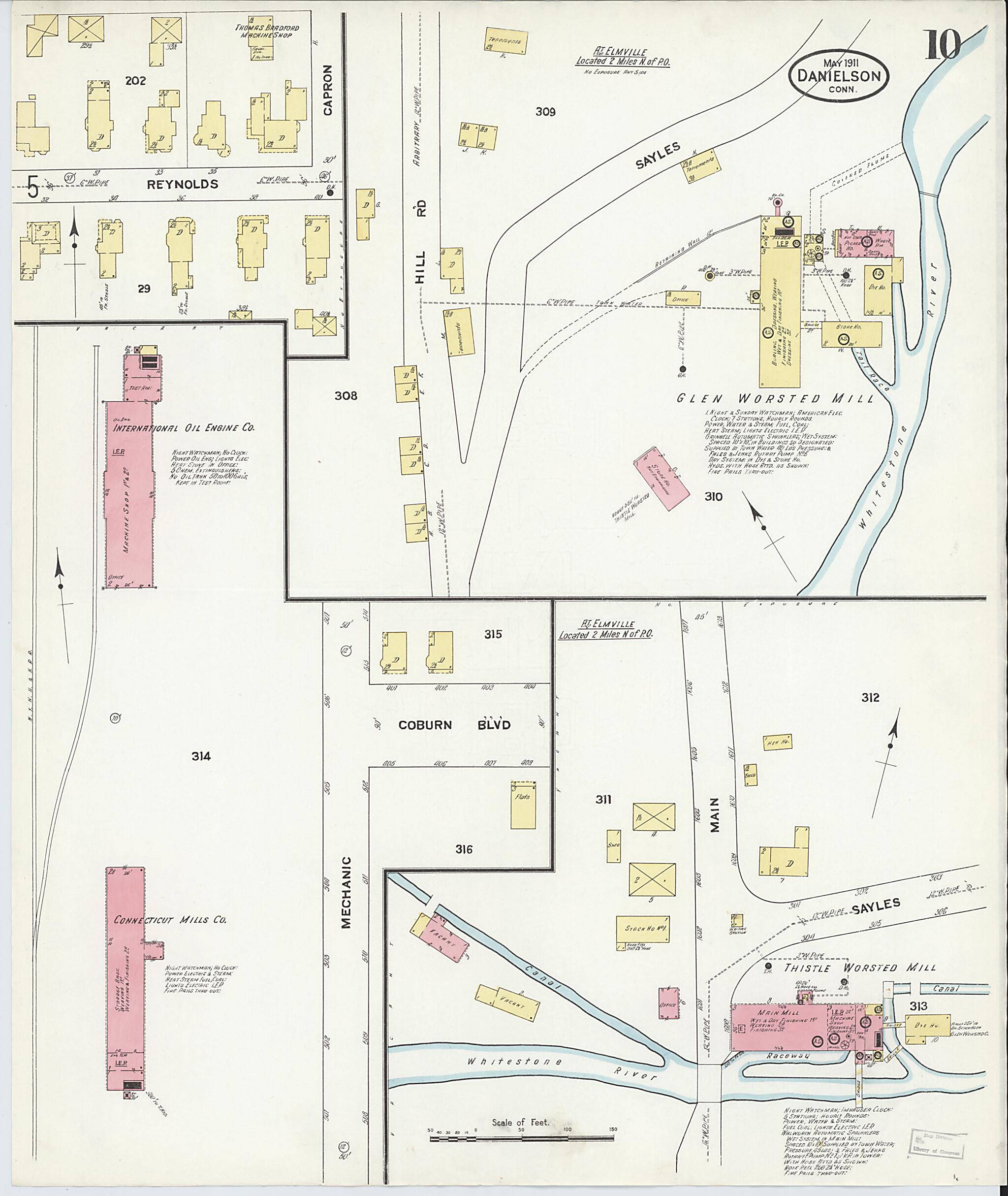 This old map of Quinebaug, Windham County, Connecticut was created by Sanborn Map Company in 1911