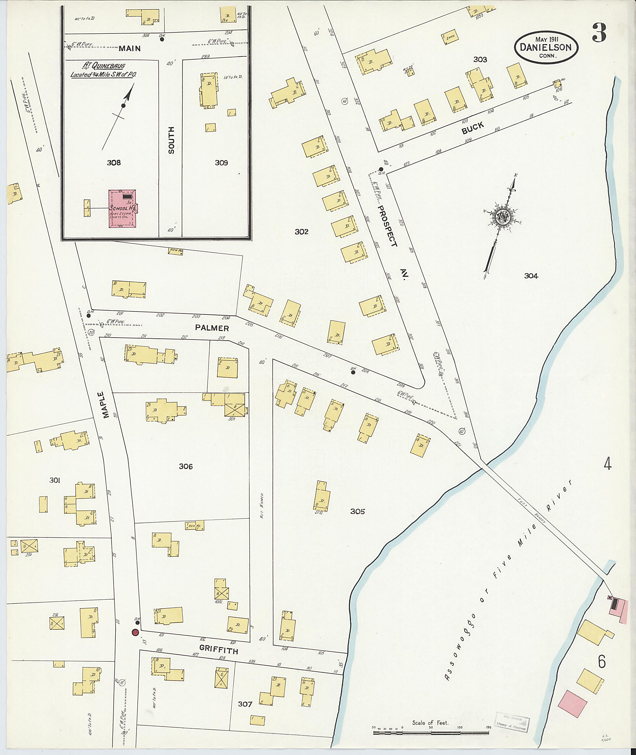 This old map of Quinebaug, Windham County, Connecticut was created by Sanborn Map Company in 1911