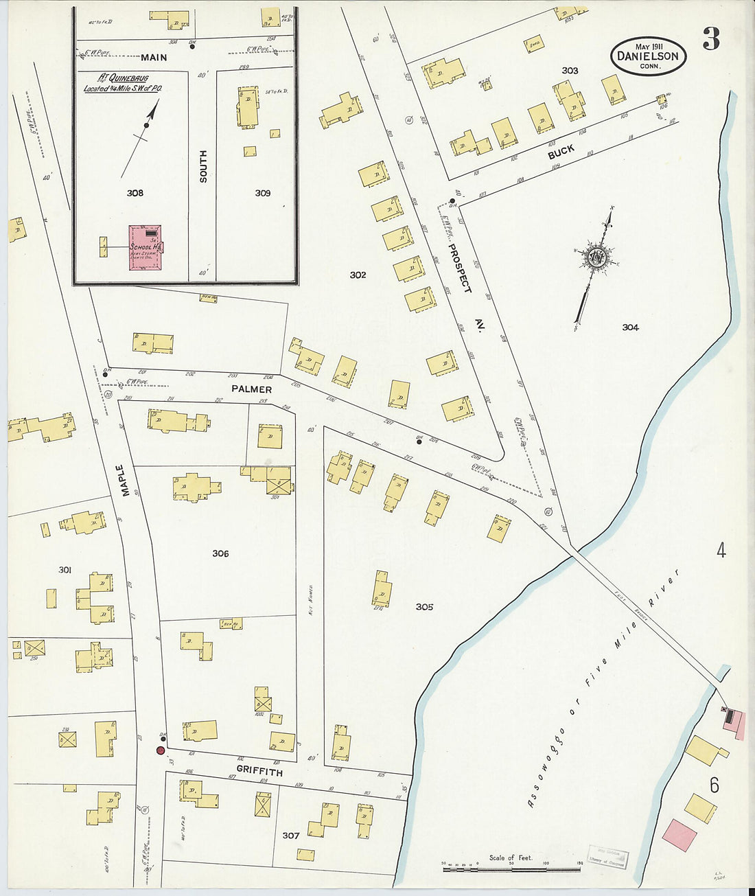 This old map of Quinebaug, Windham County, Connecticut was created by Sanborn Map Company in 1911