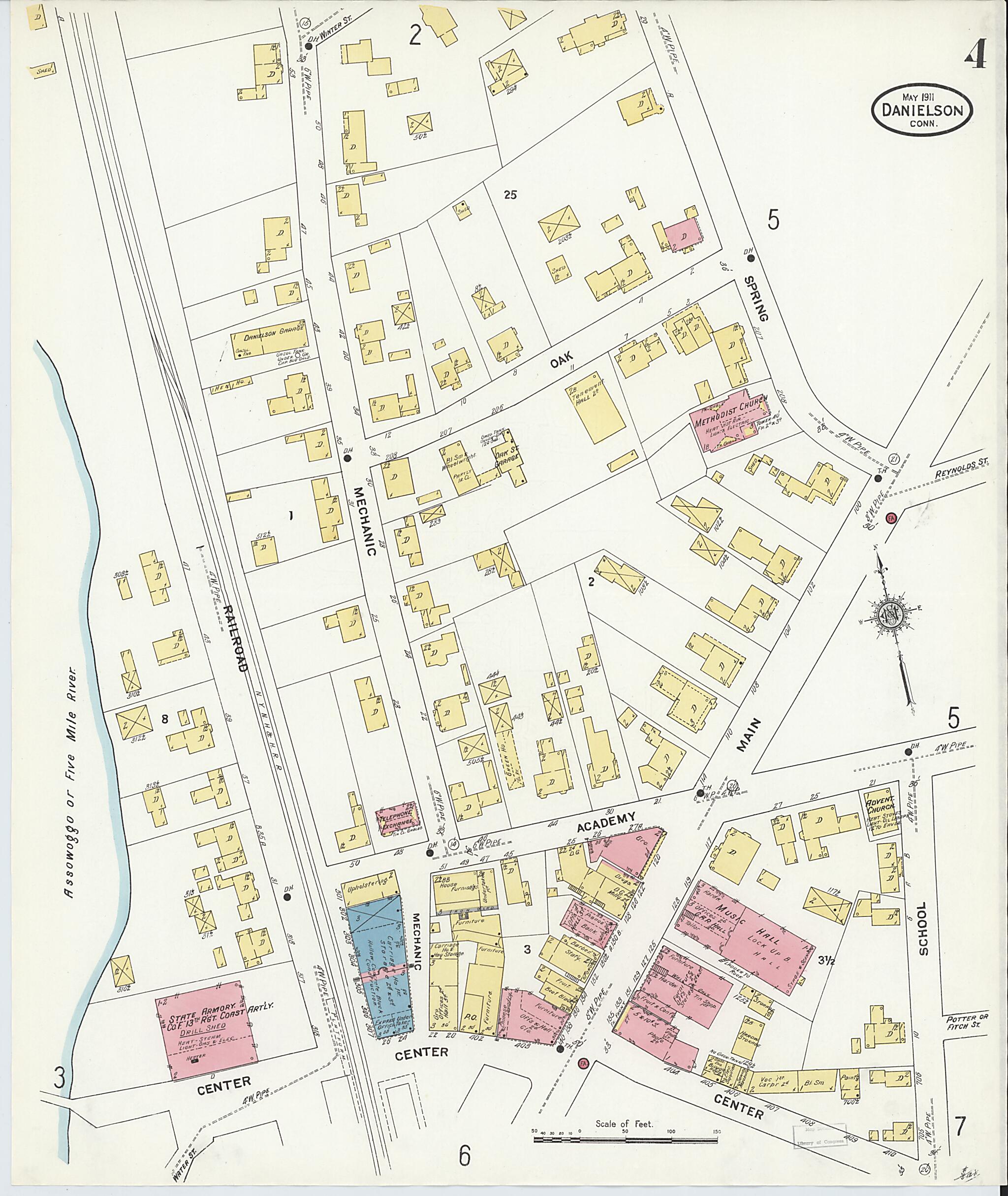 This old map of Quinebaug, Windham County, Connecticut was created by Sanborn Map Company in 1911