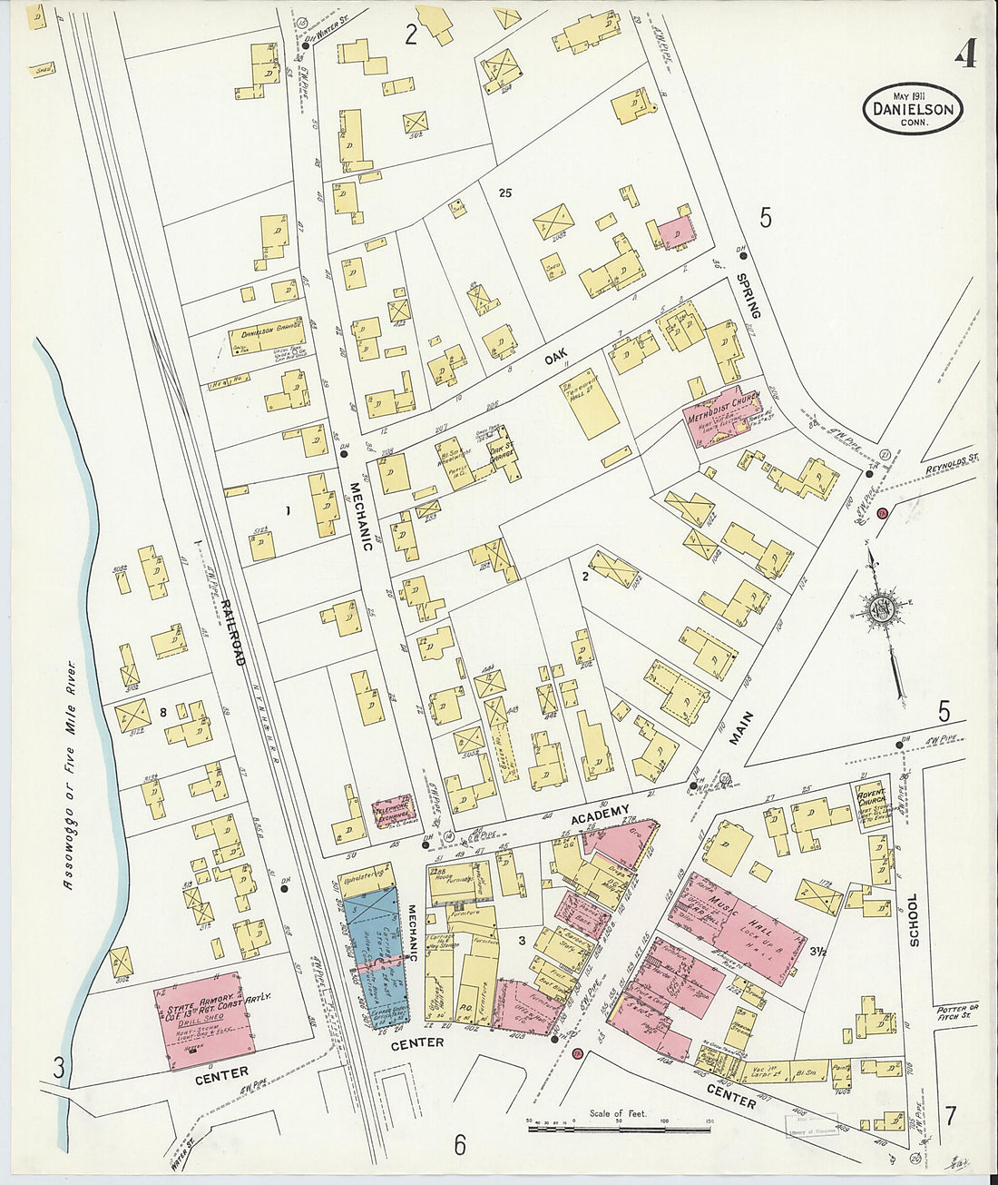 This old map of Quinebaug, Windham County, Connecticut was created by Sanborn Map Company in 1911