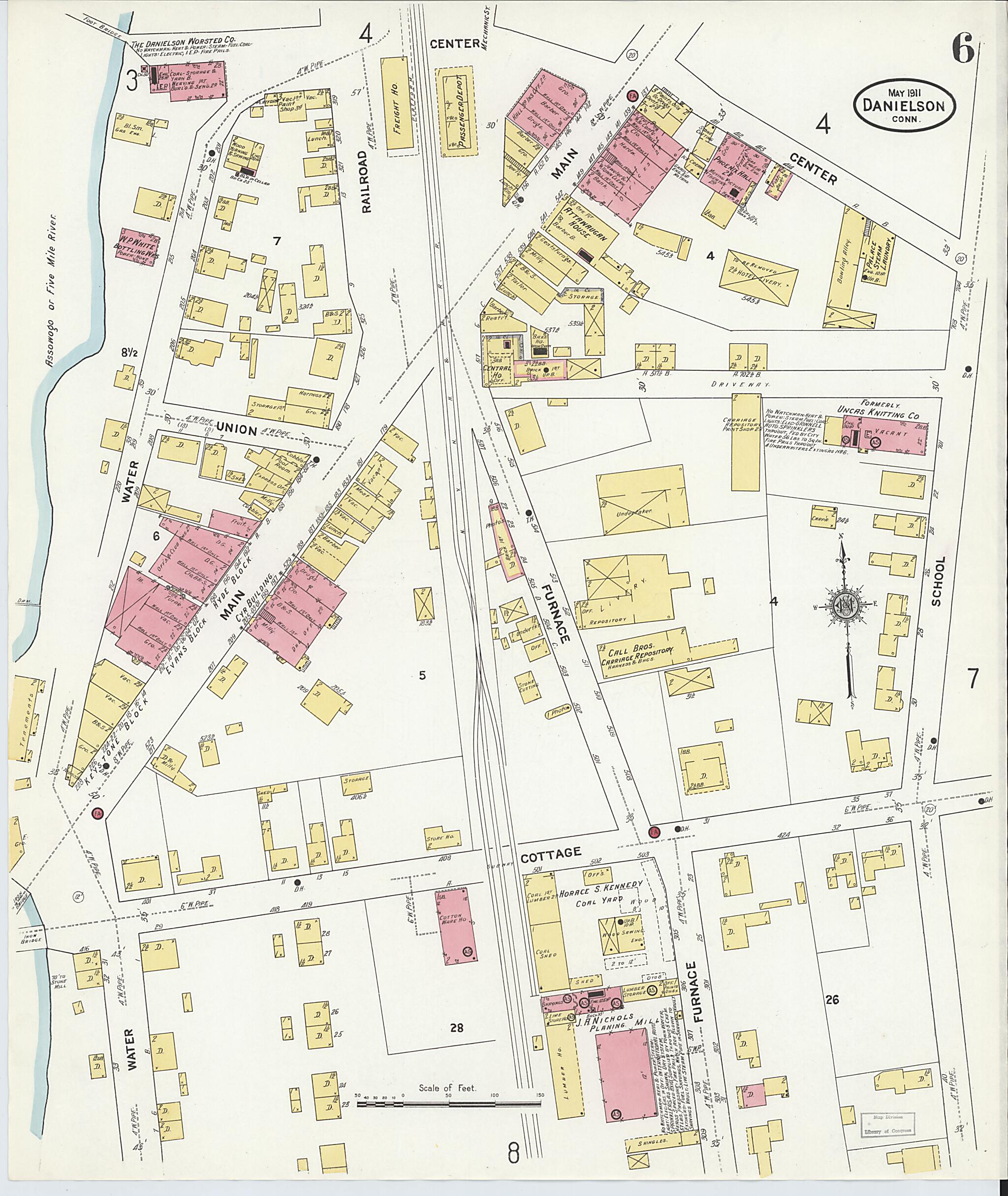 This old map of Quinebaug, Windham County, Connecticut was created by Sanborn Map Company in 1911
