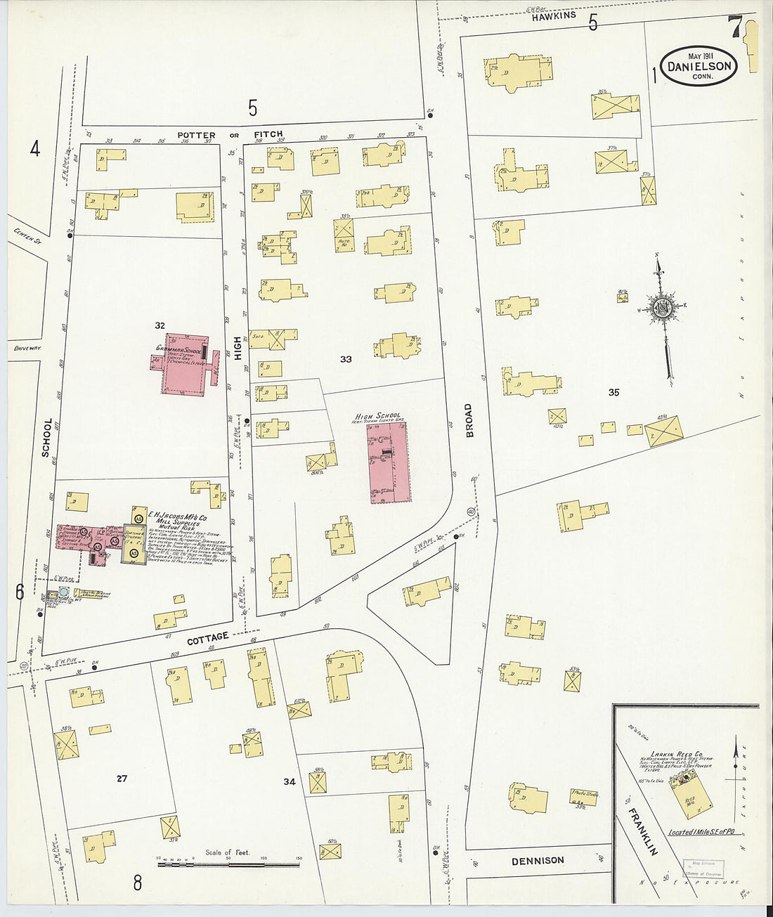 This old map of Quinebaug, Windham County, Connecticut was created by Sanborn Map Company in 1911