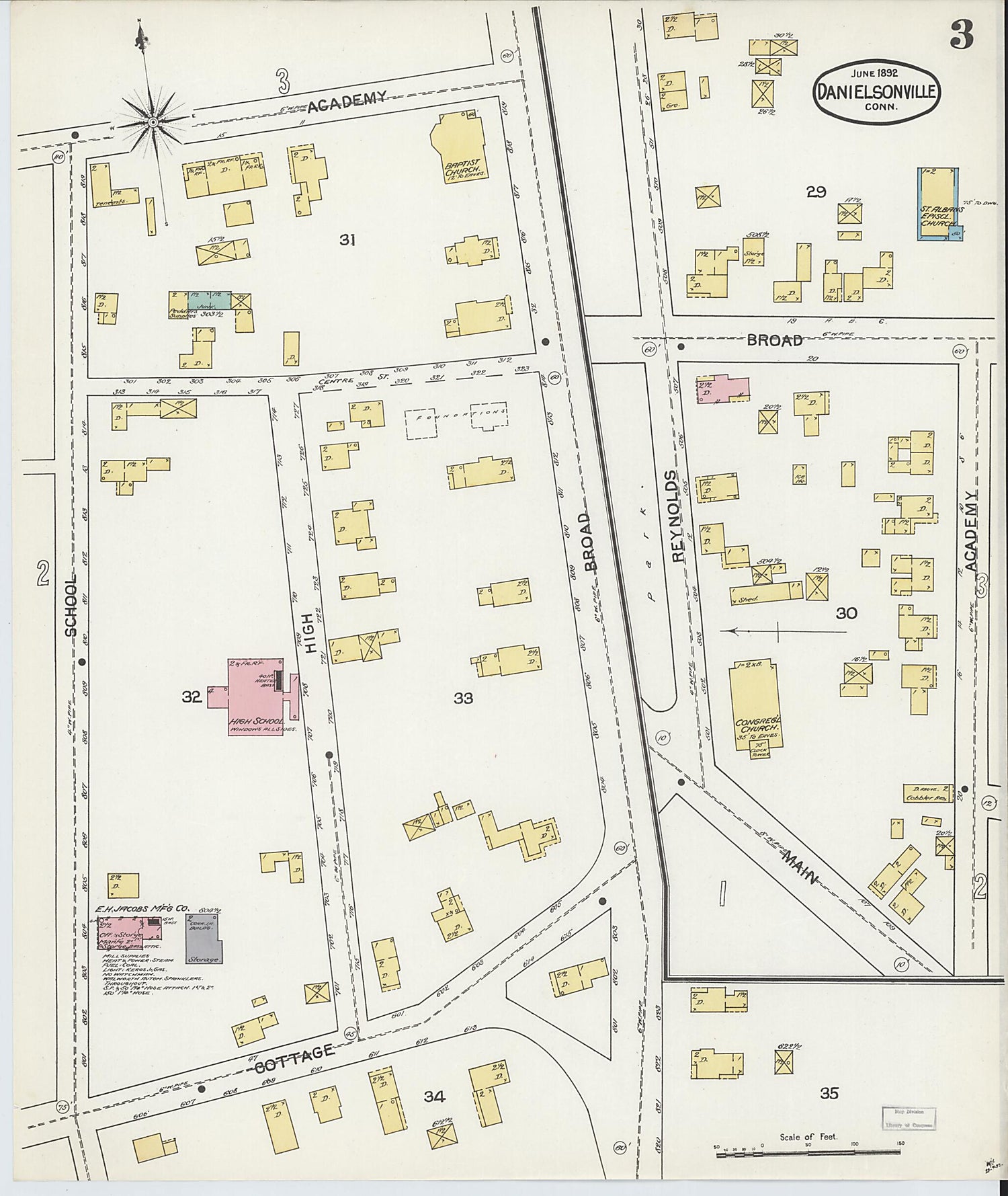 This old map of Danielsonville, Windham County, Connecticut was created by Sanborn Map Company in 1892