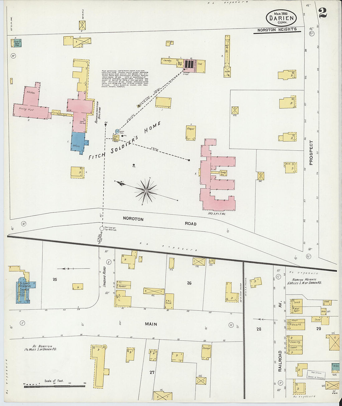 This old map of Darien, Fairfield County, Connecticut was created by Sanborn Map Company in 1906