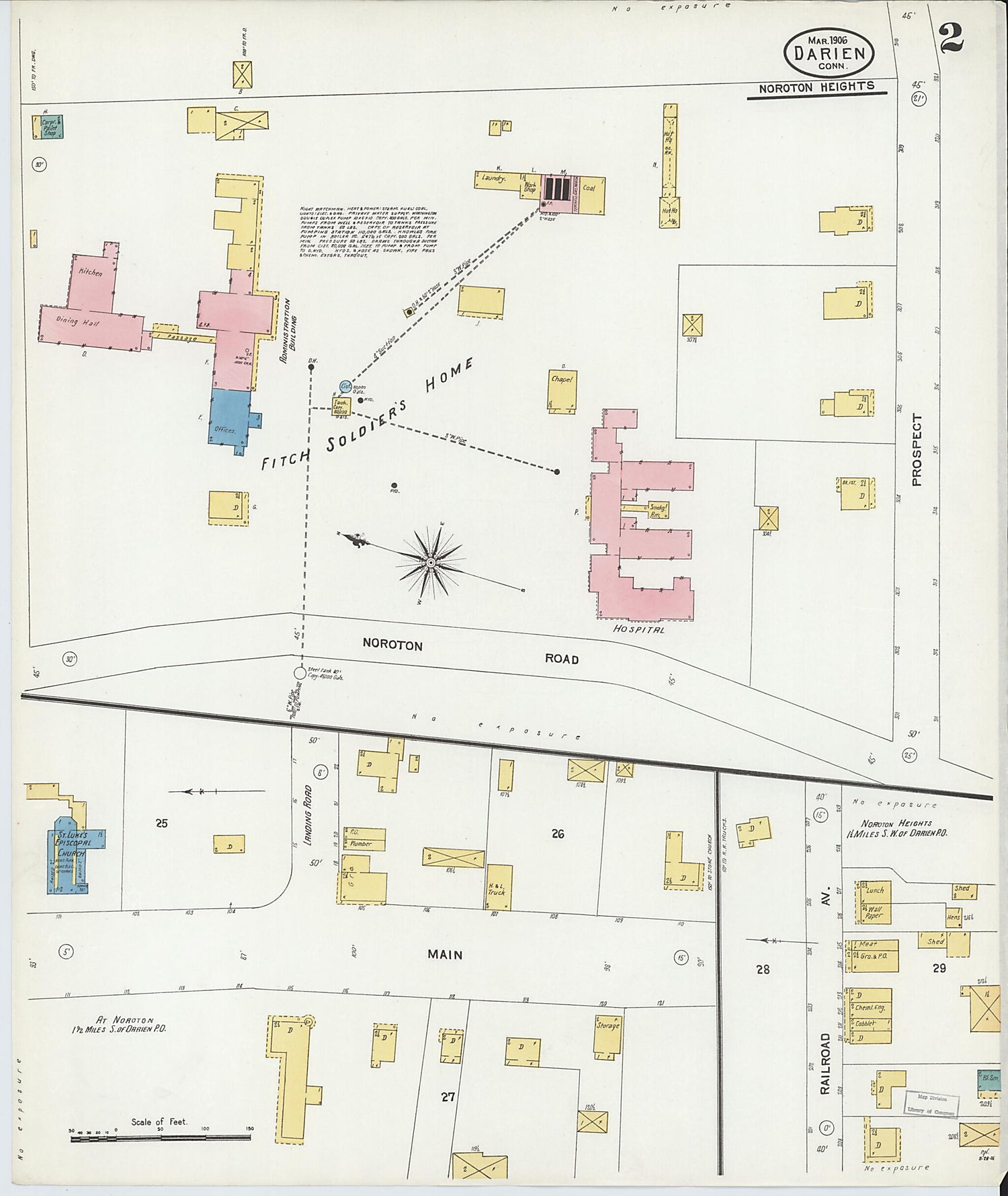 This old map of Darien, Fairfield County, Connecticut was created by Sanborn Map Company in 1906