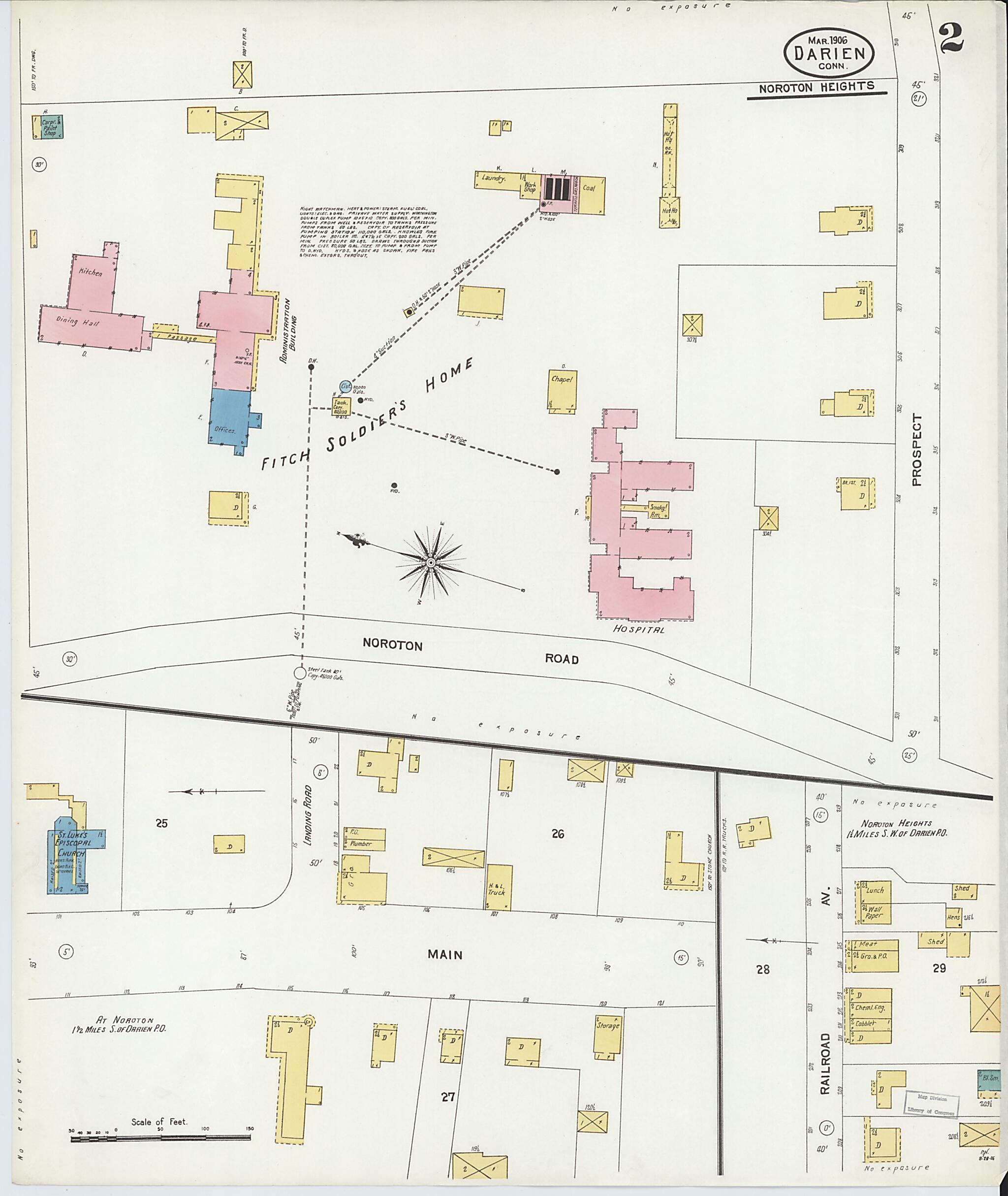 This old map of Darien, Fairfield County, Connecticut was created by Sanborn Map Company in 1906
