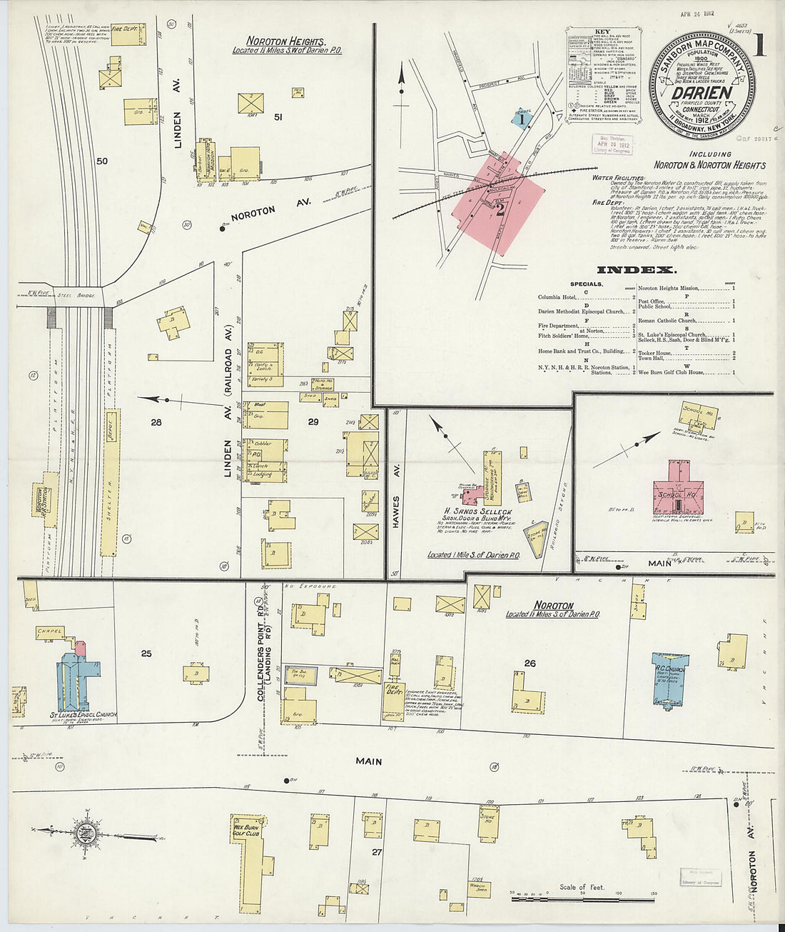 This old map of Noroton Heights, Fairfield County, Connecticut was created by Sanborn Map Company in 1912