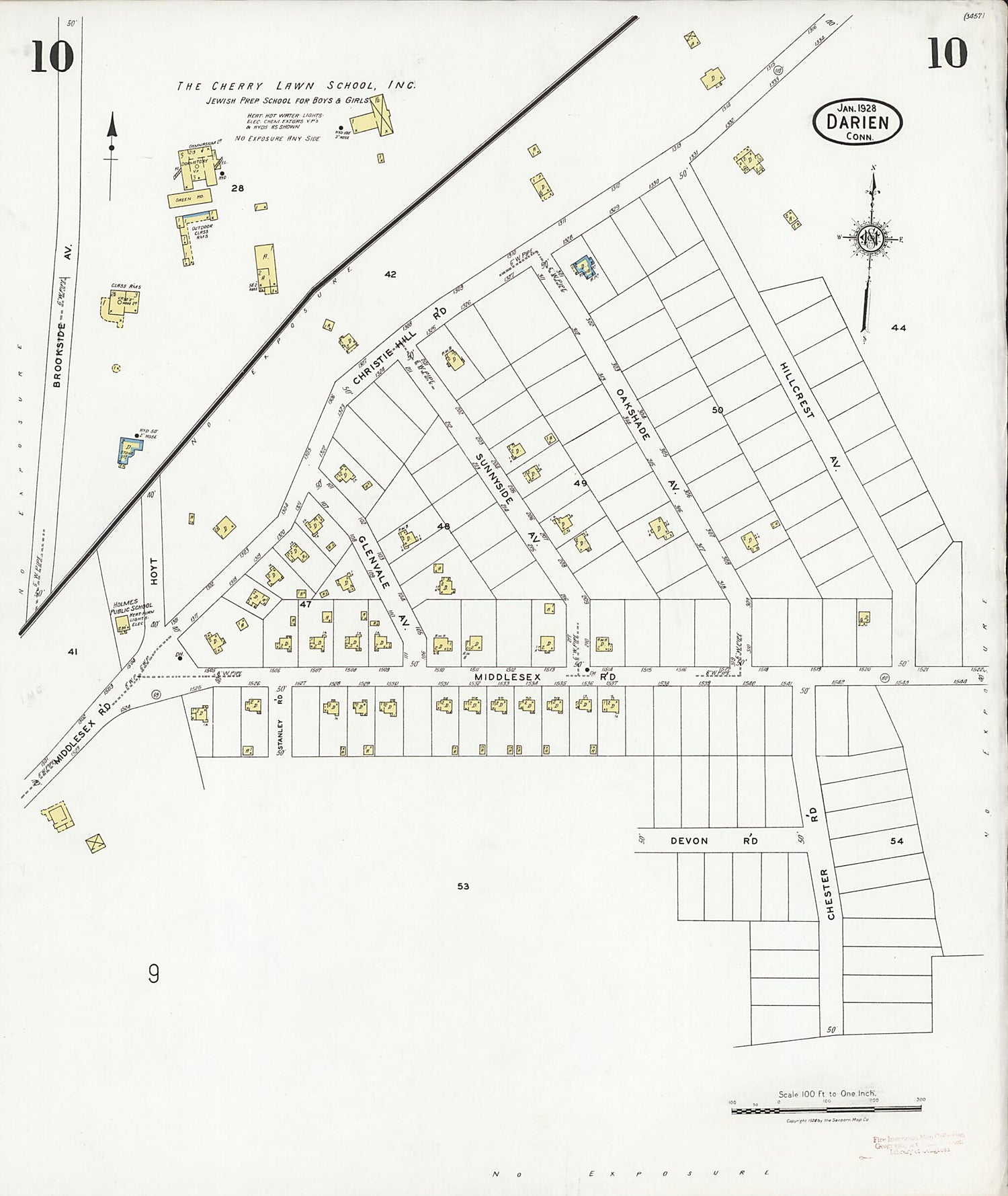 This old map of Noroton Heights, Fairfield County, Connecticut was created by Sanborn Map Company in 1928