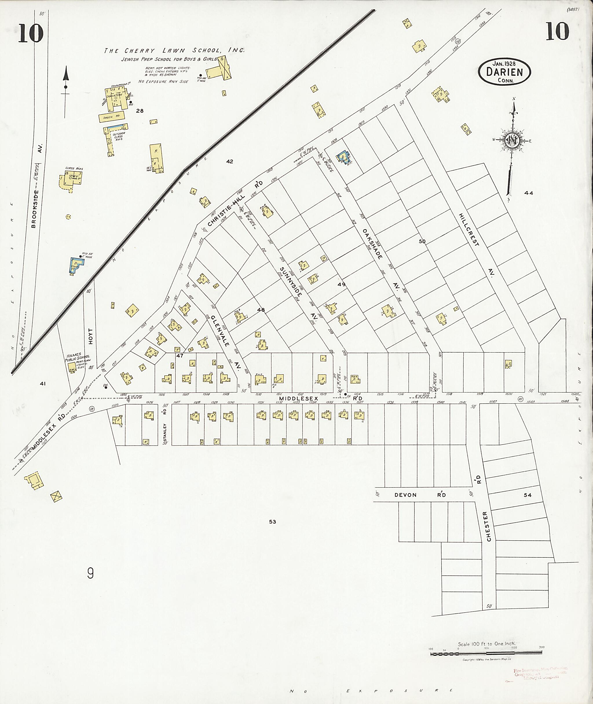 This old map of Noroton Heights, Fairfield County, Connecticut was created by Sanborn Map Company in 1928