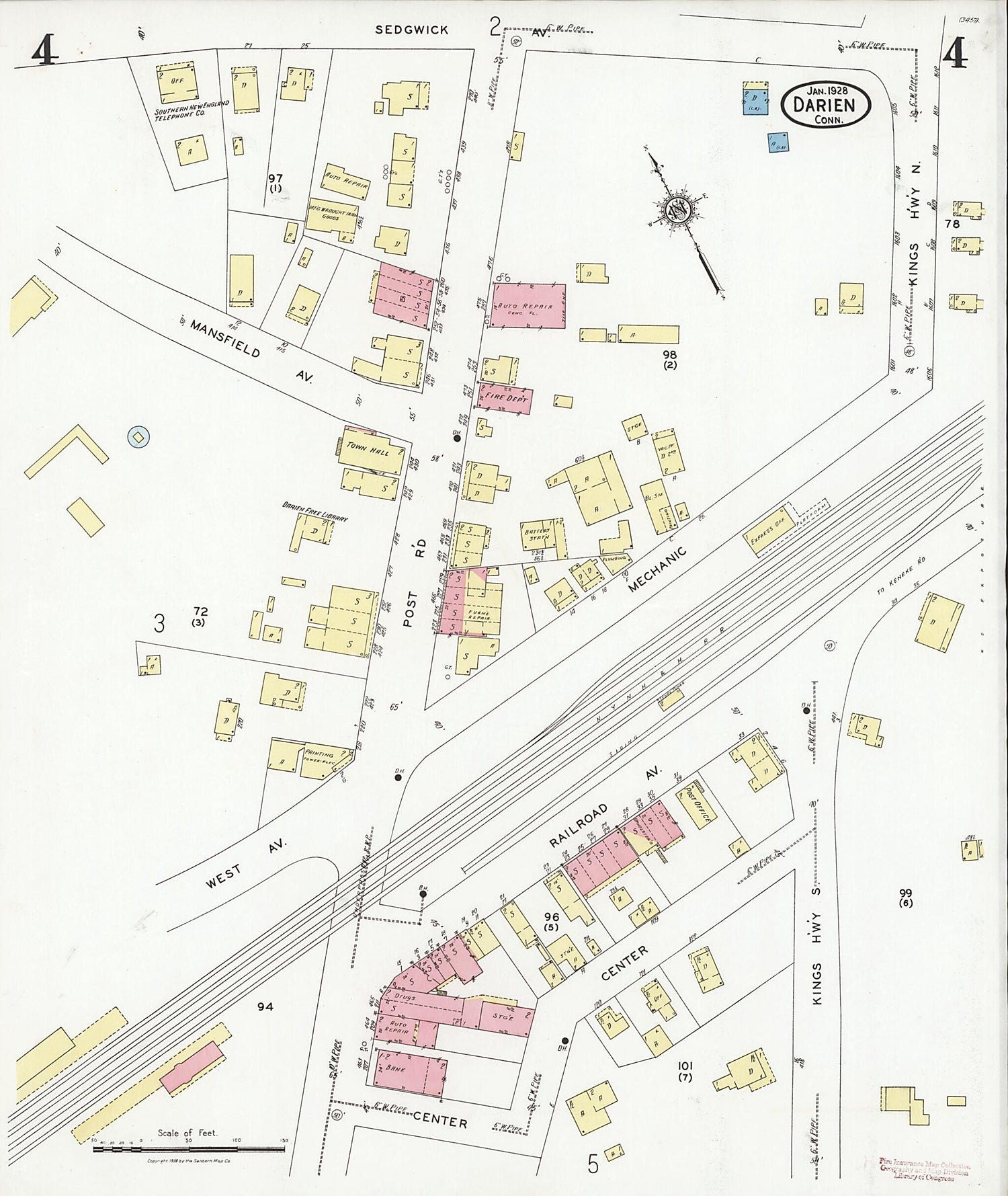 This old map of Noroton Heights, Fairfield County, Connecticut was created by Sanborn Map Company in 1928