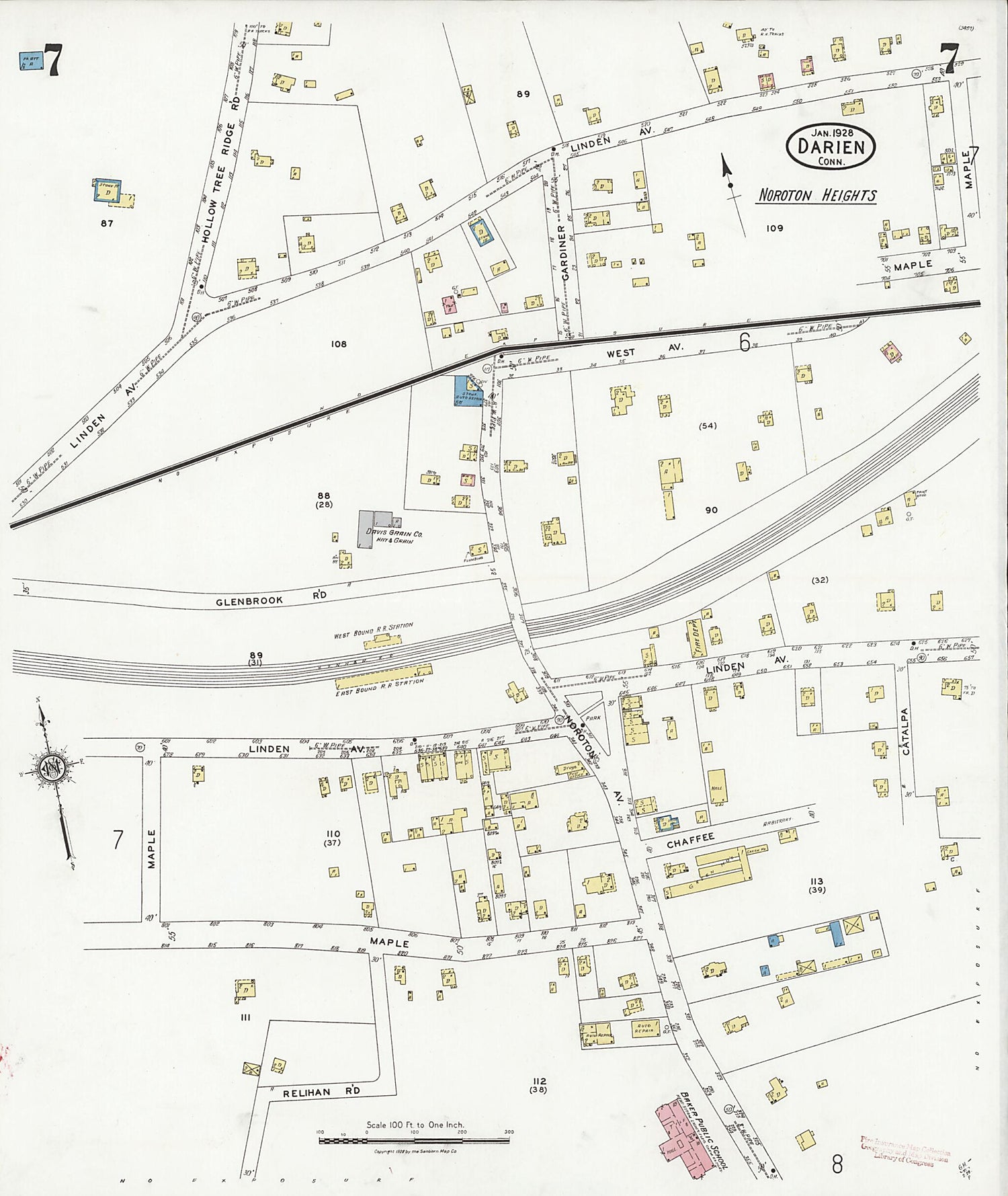 This old map of Noroton Heights, Fairfield County, Connecticut was created by Sanborn Map Company in 1928