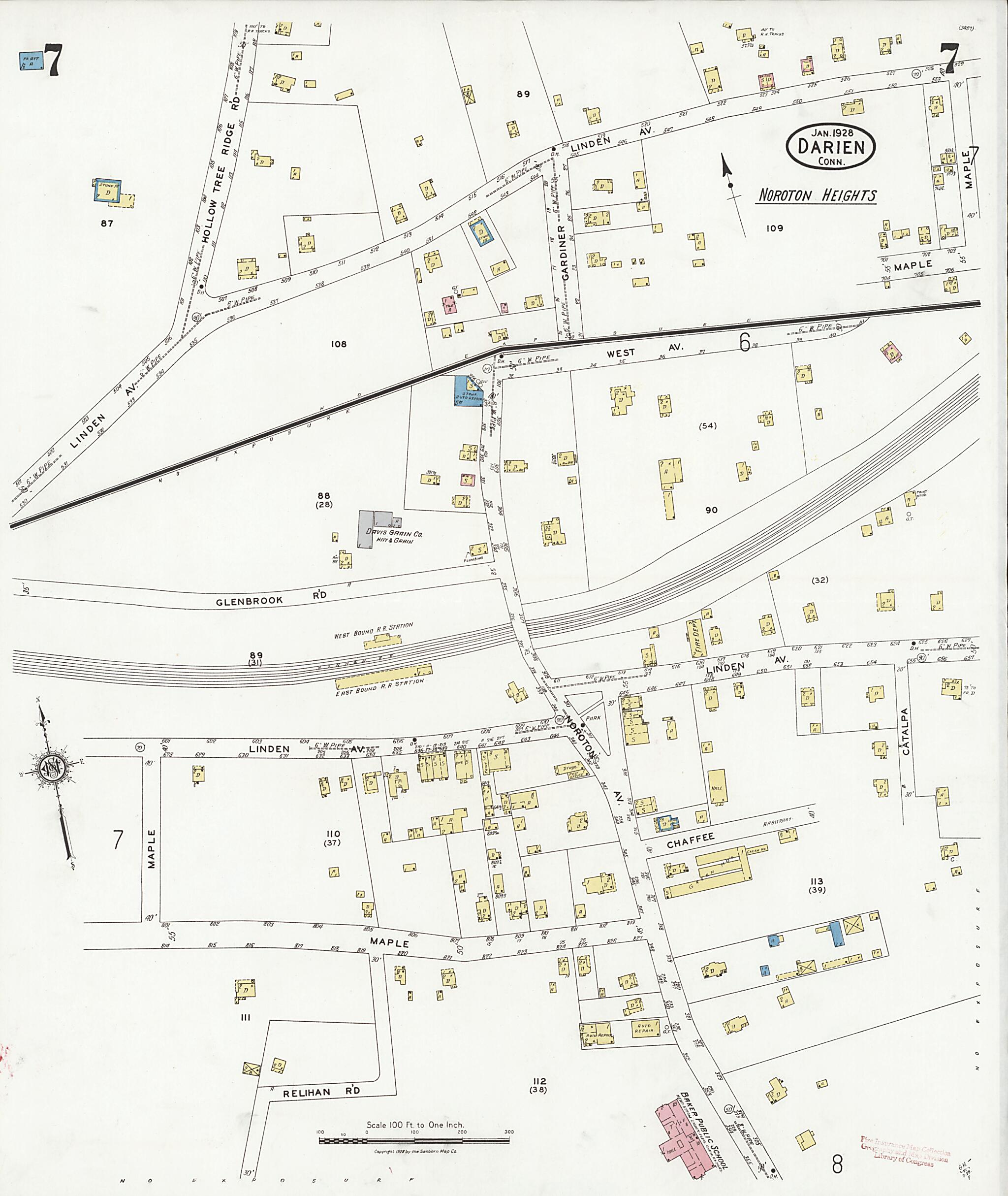 This old map of Noroton Heights, Fairfield County, Connecticut was created by Sanborn Map Company in 1928