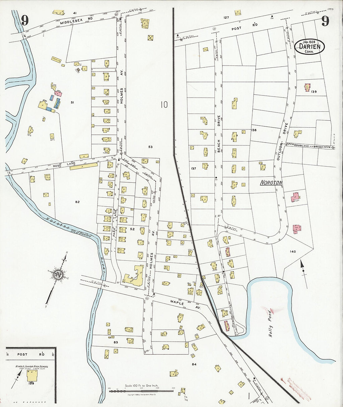 This old map of Noroton Heights, Fairfield County, Connecticut was created by Sanborn Map Company in 1928