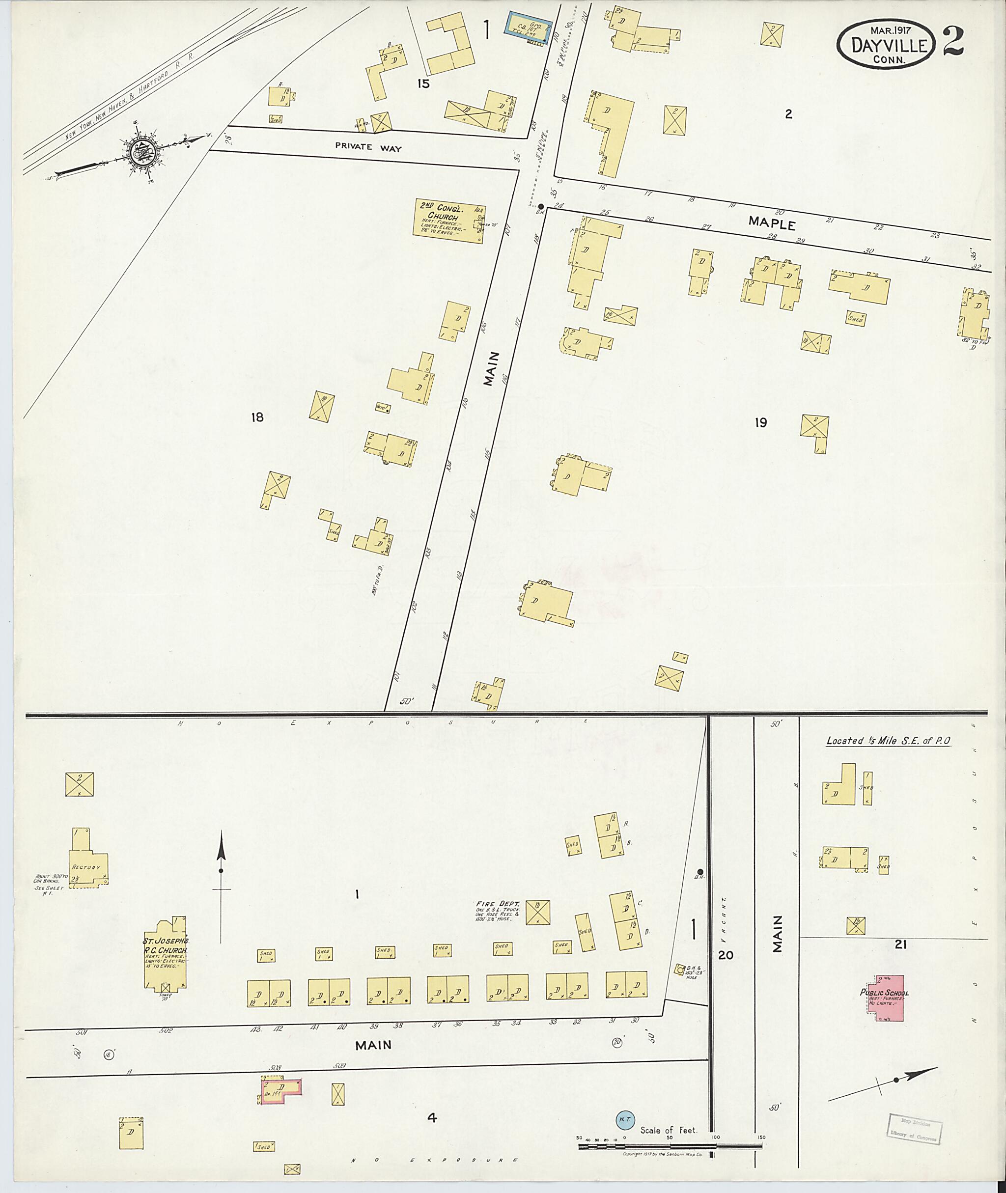 This old map of Dayville, Windbam County, Connecticut was created by Sanborn Map Company in 1917