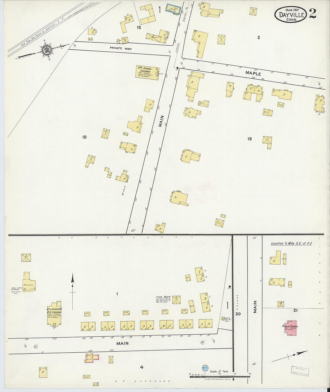 This old map of Dayville, Windbam County, Connecticut was created by Sanborn Map Company in 1917