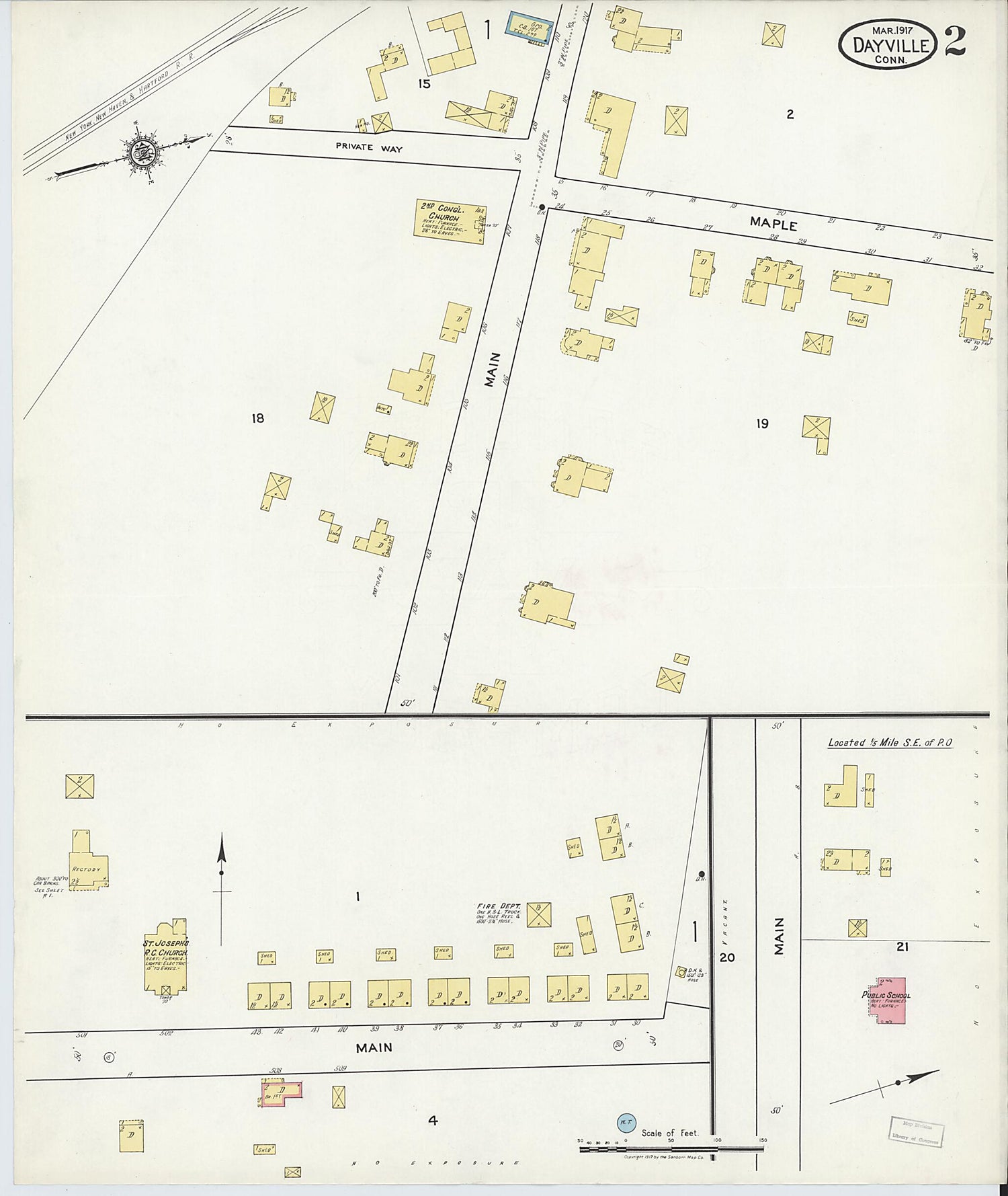 This old map of Dayville, Windbam County, Connecticut was created by Sanborn Map Company in 1917