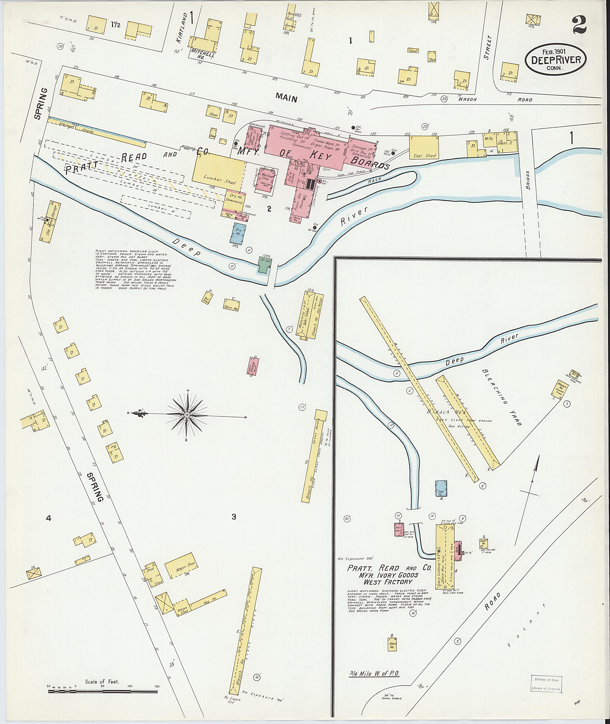 This old map of Deep River, Middlesex County, Connecticut was created by Sanborn Map Company in 1901
