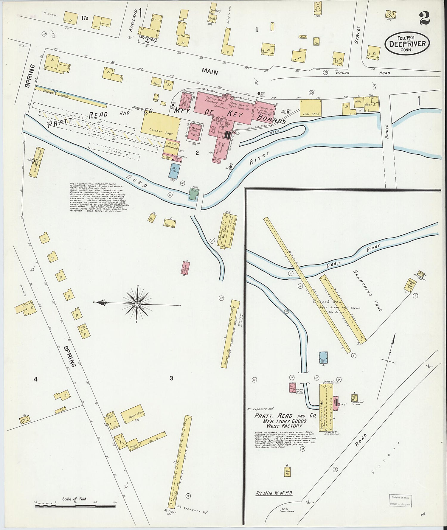 This old map of Deep River, Middlesex County, Connecticut was created by Sanborn Map Company in 1901