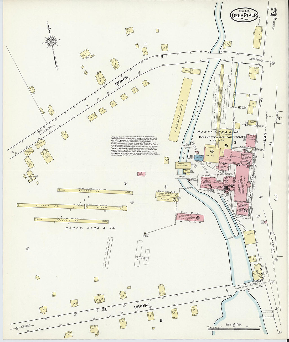 This old map of Deep River, Middlesex County, Connecticut was created by Sanborn Map Company in 1914