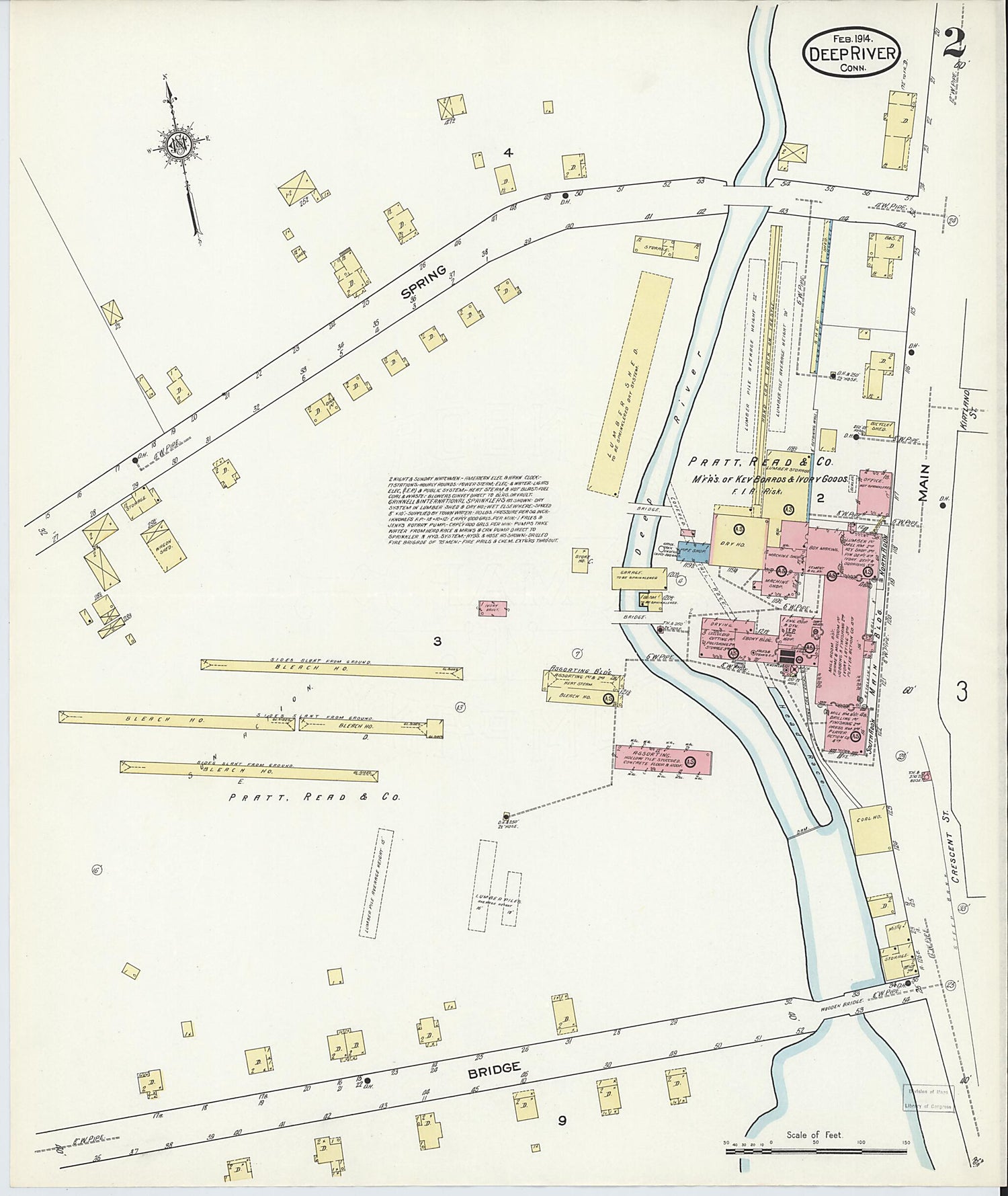 This old map of Deep River, Middlesex County, Connecticut was created by Sanborn Map Company in 1914
