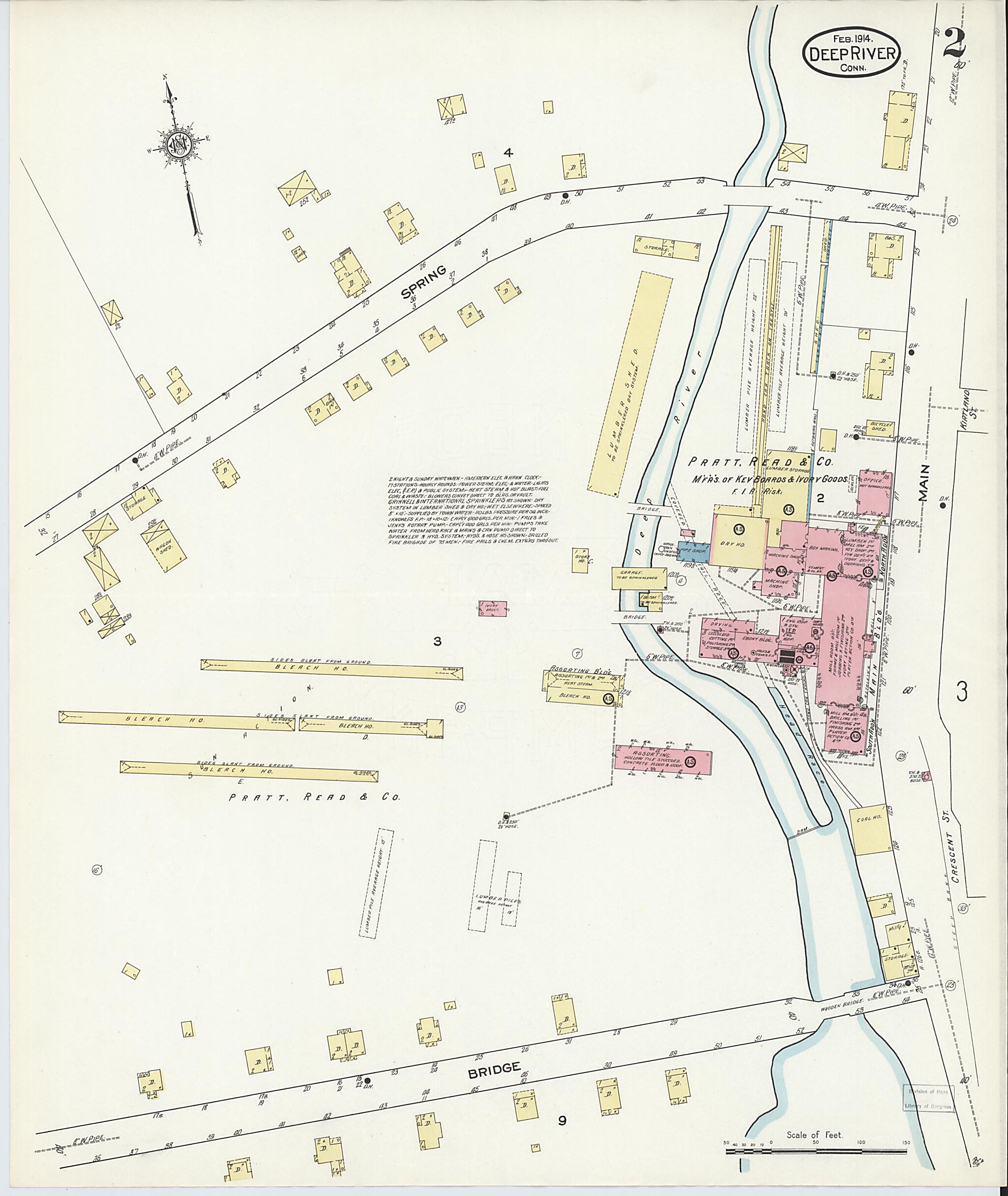 This old map of Deep River, Middlesex County, Connecticut was created by Sanborn Map Company in 1914