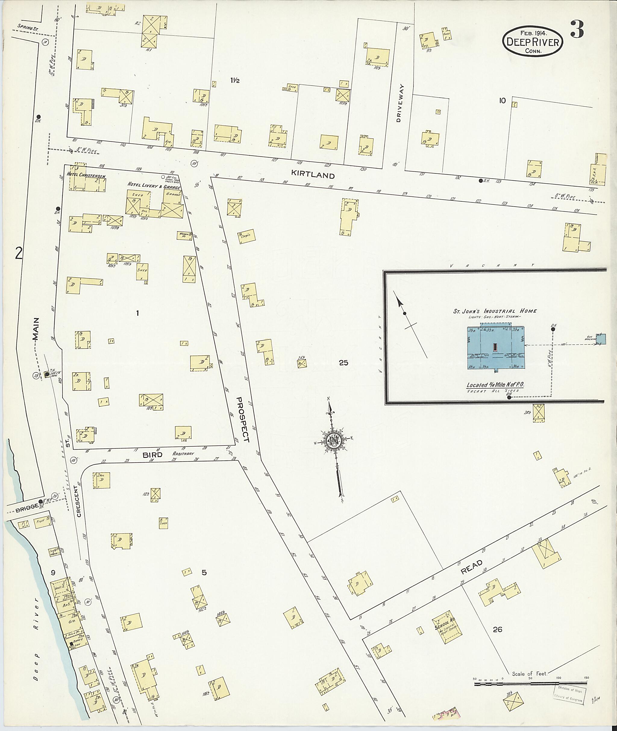 This old map of Deep River, Middlesex County, Connecticut was created by Sanborn Map Company in 1914