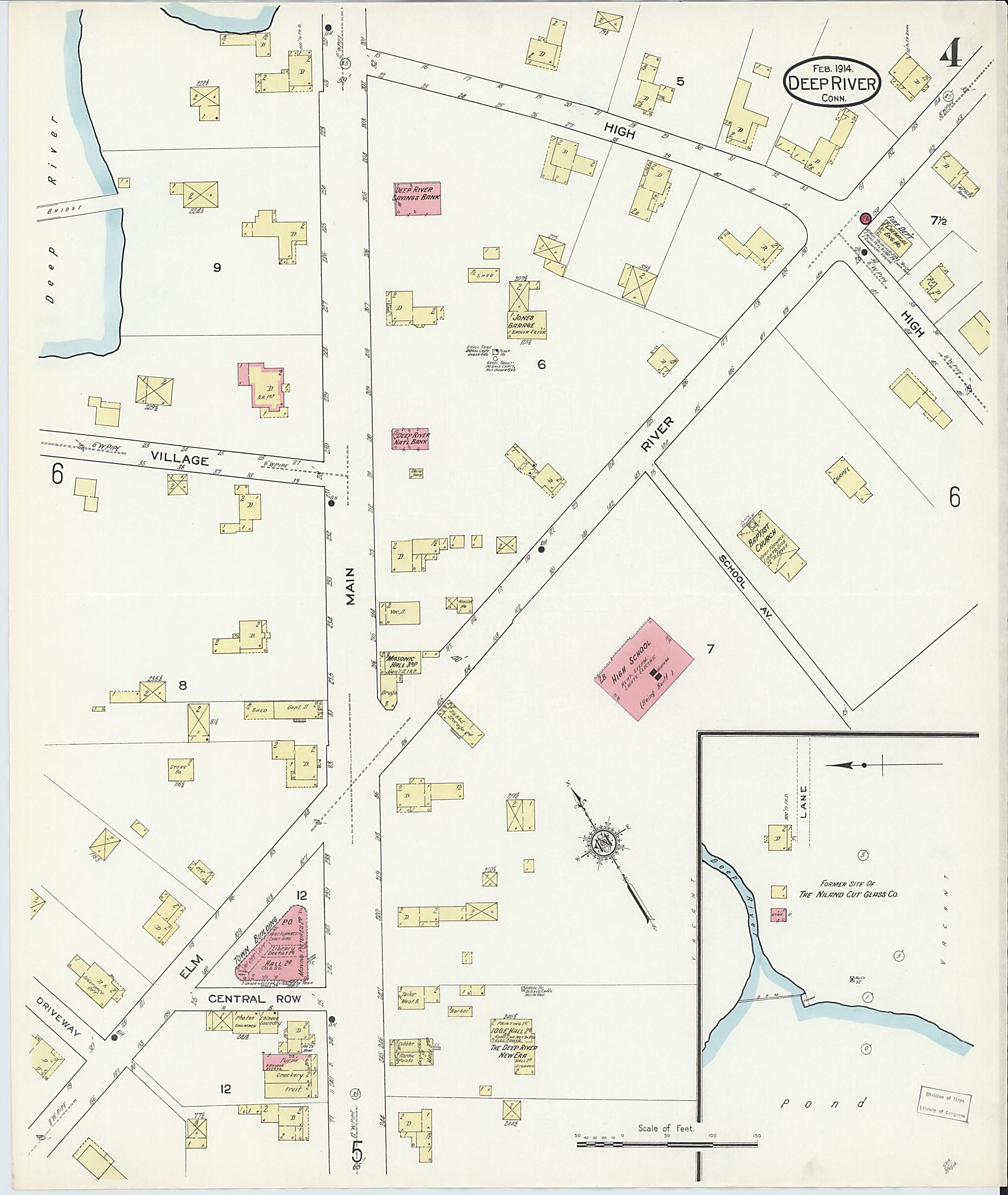 This old map of Deep River, Middlesex County, Connecticut was created by Sanborn Map Company in 1914