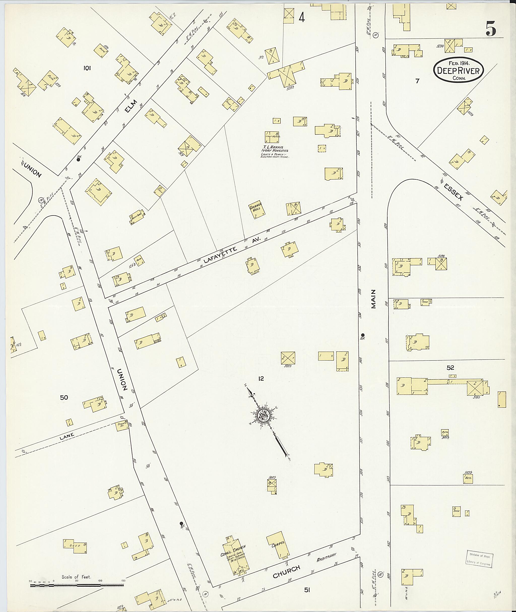 This old map of Deep River, Middlesex County, Connecticut was created by Sanborn Map Company in 1914